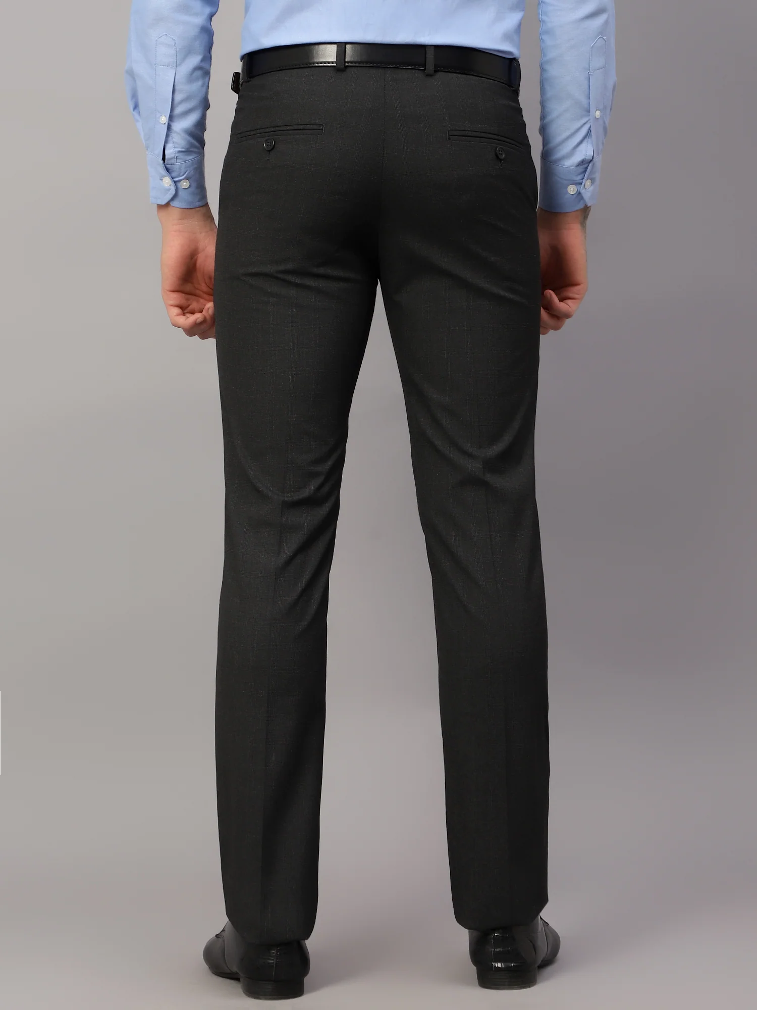 Formal Trouser for Men | Breathable & Soft with Color Fastness Regular Fit Poly Viscose Fabric Checkered Pattern Hook & Eye Closure - Image 2