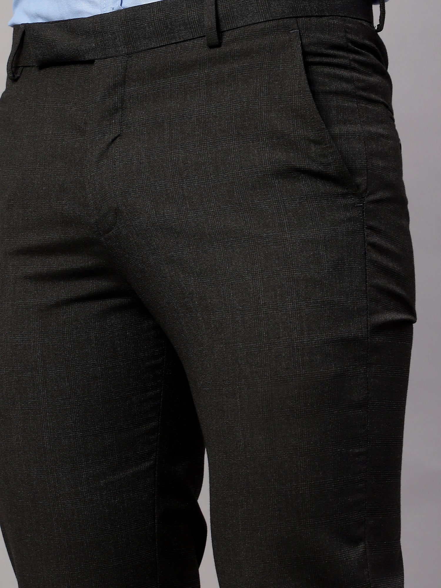 Formal Trouser for Men | Breathable & Soft with Color Fastness Regular Fit Poly Viscose Fabric Checkered Pattern Hook & Eye Closure - Image 5