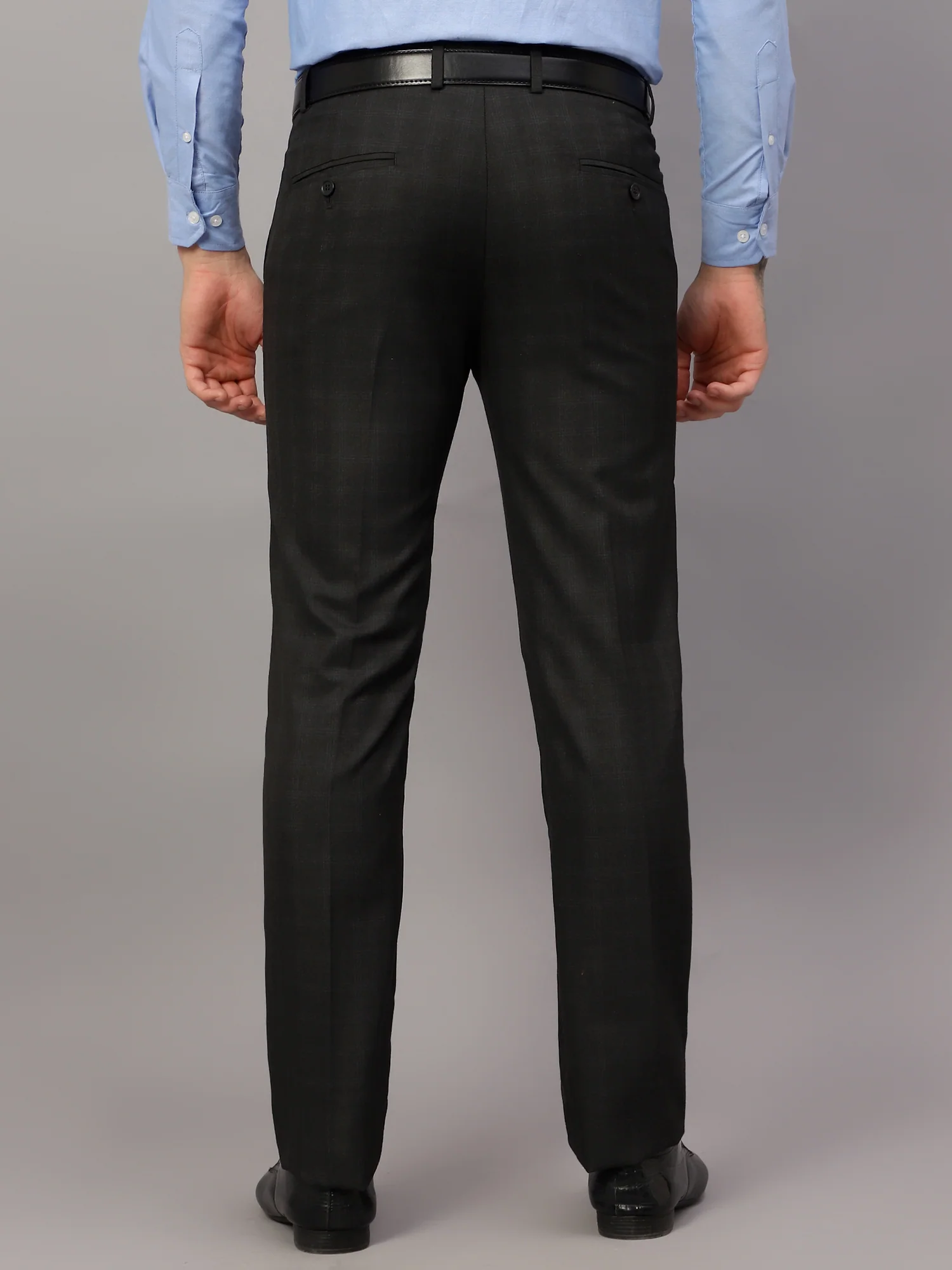 Formal Trouser for Men | Breathable & Soft with Color Fastness Regular Fit Poly Viscose Fabric Checkered Pattern Hook & Eye Closure - Image 2