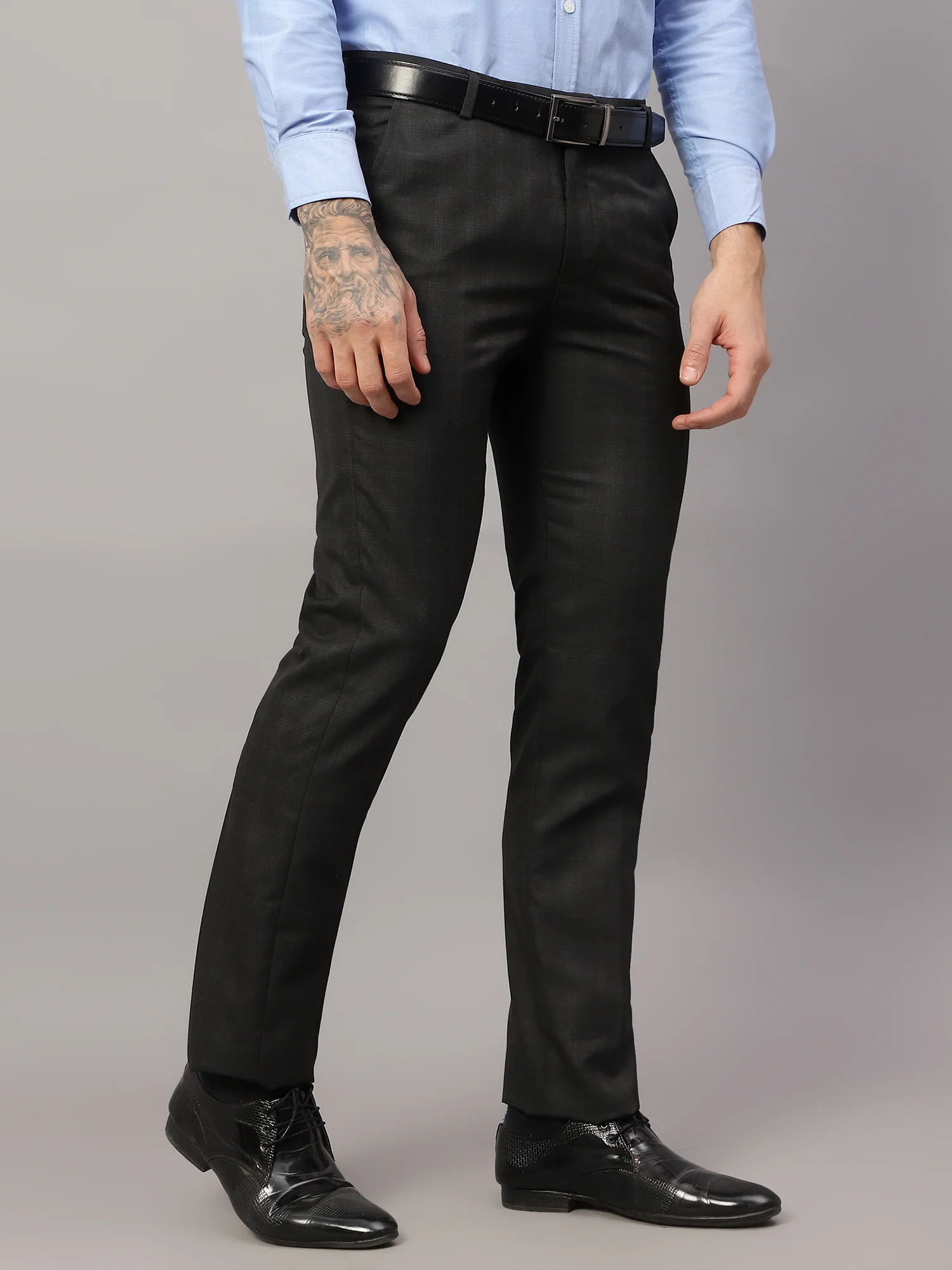 Formal Trouser for Men | Breathable & Soft with Color Fastness Regular Fit Poly Viscose Fabric Checkered Pattern Hook & Eye Closure - Image 4