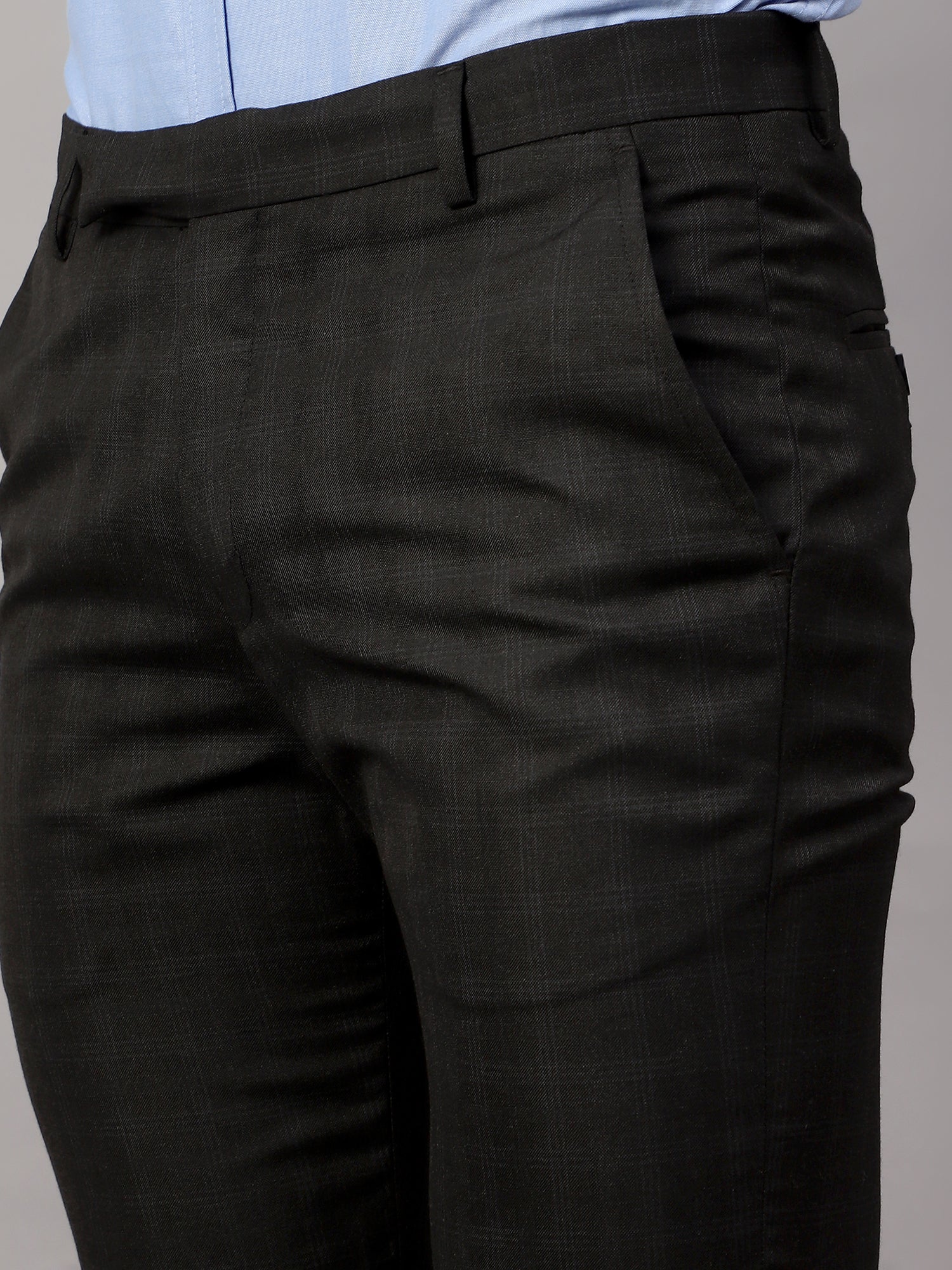 Formal Trouser for Men | Breathable & Soft with Color Fastness Regular Fit Poly Viscose Fabric Checkered Pattern Hook & Eye Closure - Image 5