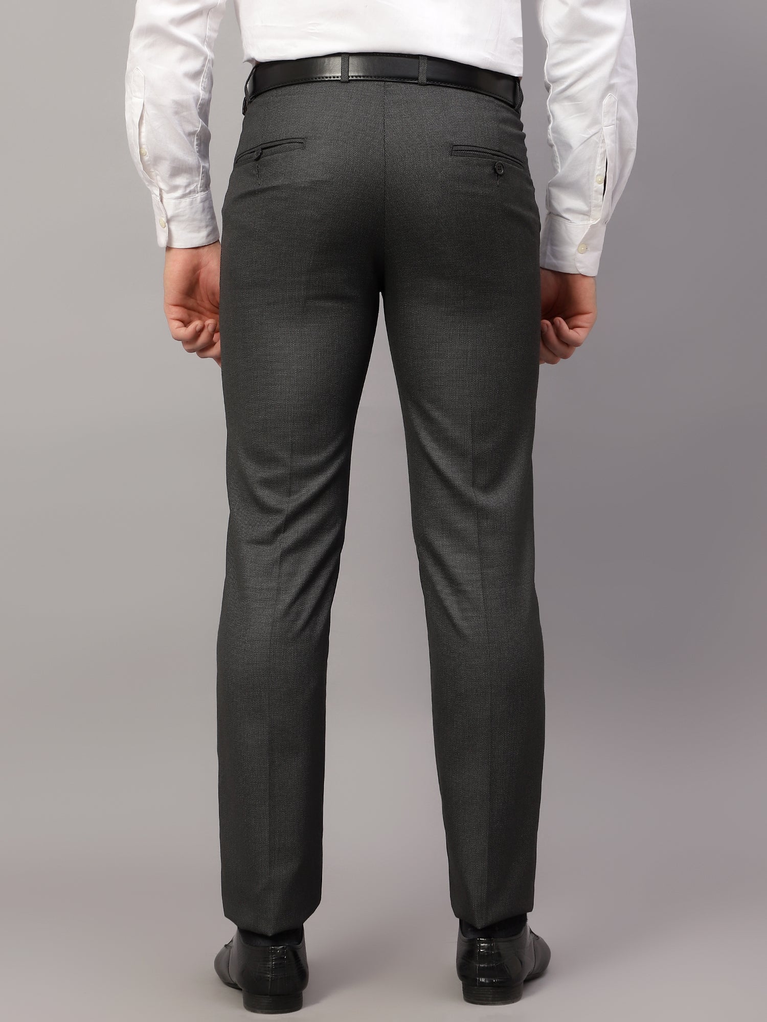Formal Trouser for Men | Breathable & Soft with Color Fastness Regular Fit Poly Viscose Fabric Self Design Pattern Hook & Eye Closure - Image 2