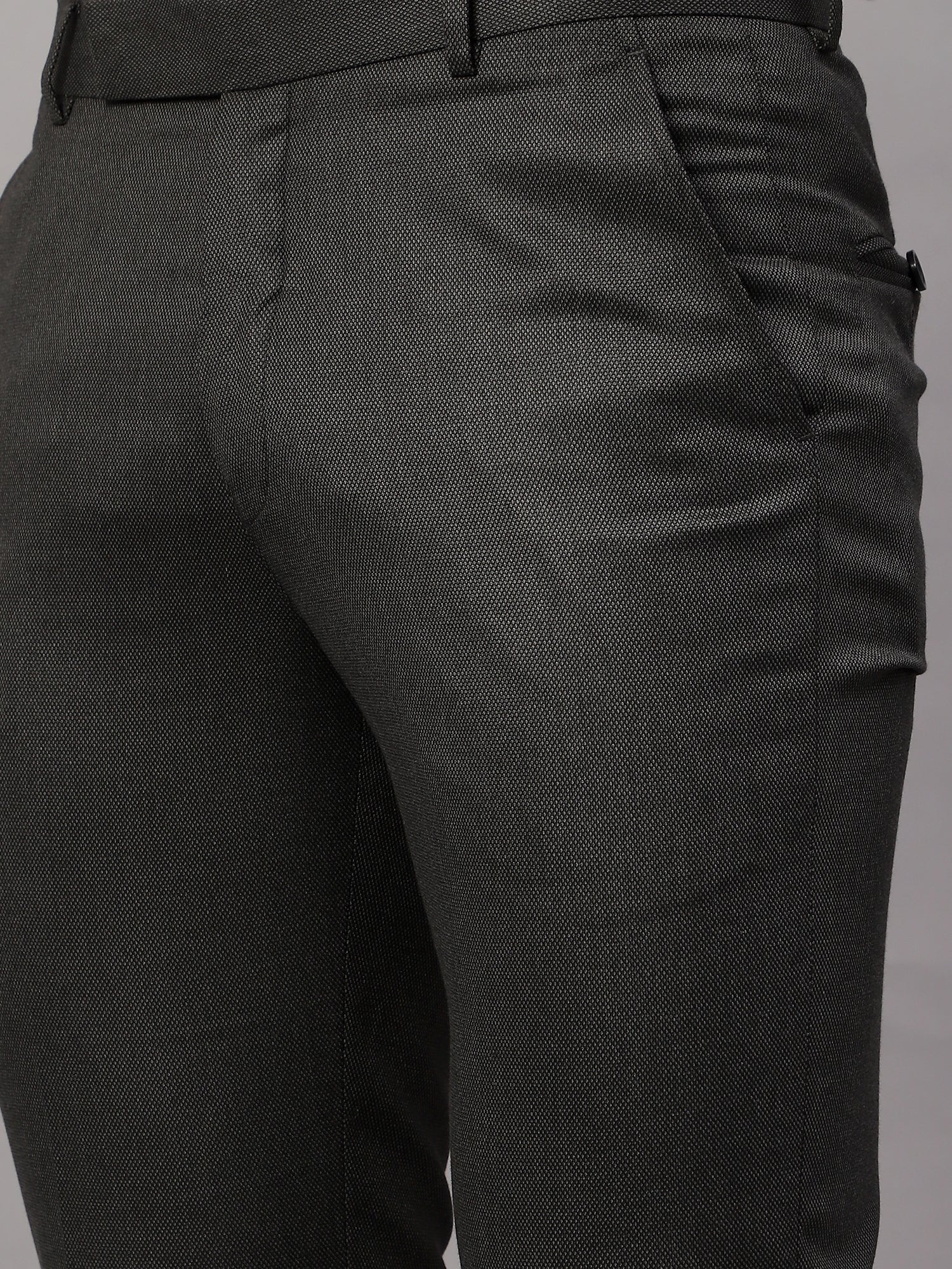 Formal Trouser for Men | Breathable & Soft with Color Fastness Regular Fit Poly Viscose Fabric Self Design Pattern Hook & Eye Closure - Image 5