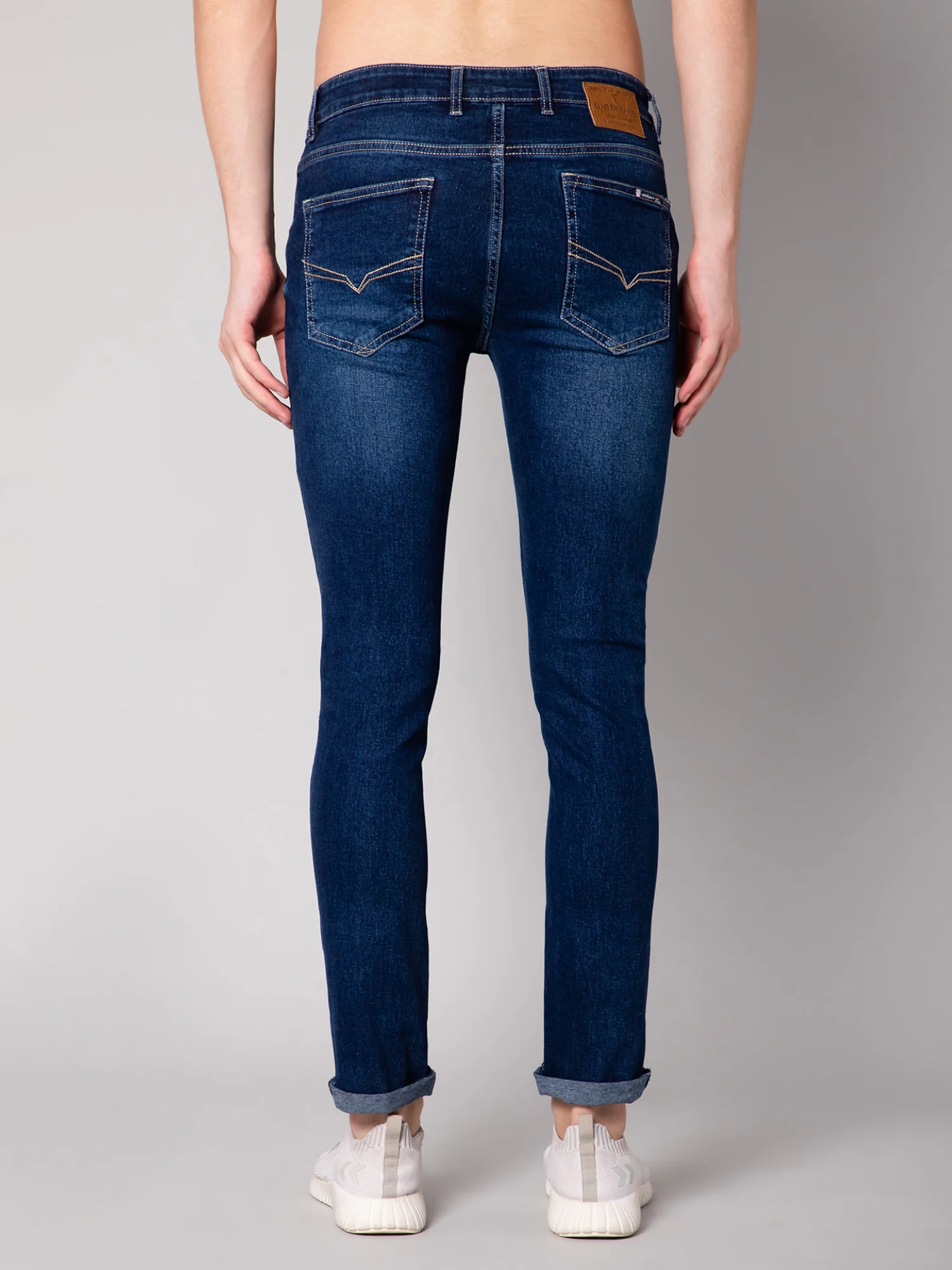 Denim Jeans for Men l Breathable & Soft with Color Fastness Ultra Narrow Fit Cotton Fabric Solid Pattern Button Closure - Image 4