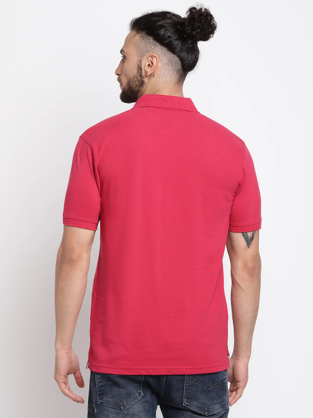 T-Shirt for Men | Breathable & Soft with Color Fastness Regular Fit Polo Neck Poly Cotton Fabric Solid Pattern - Image 2