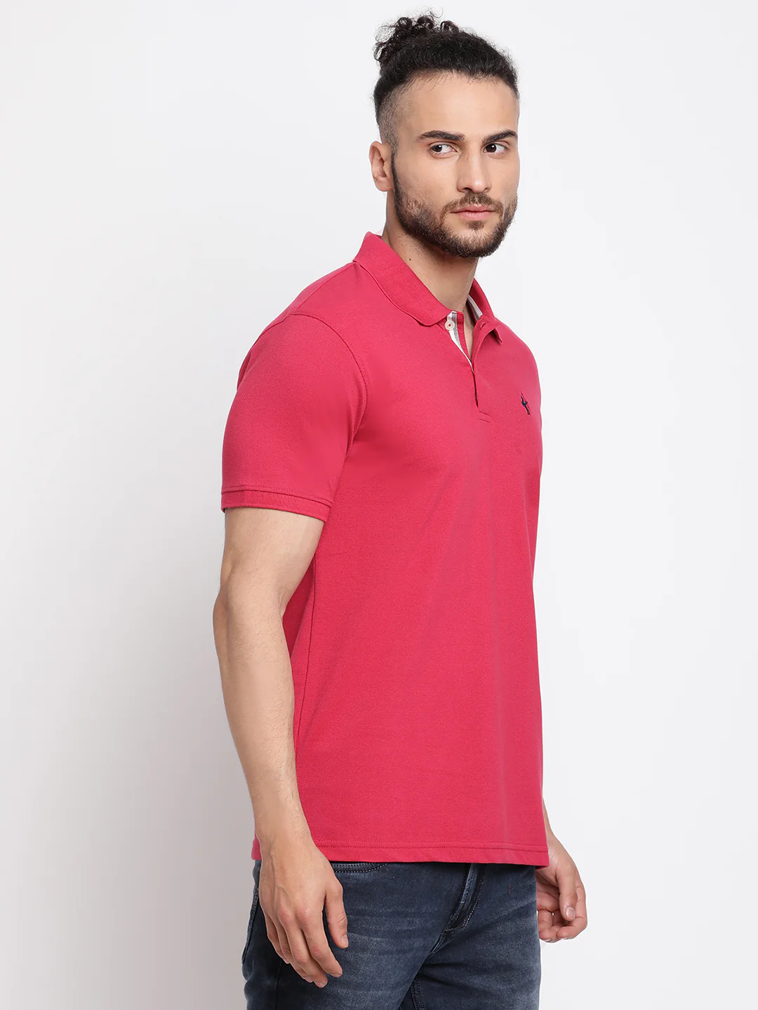 T-Shirt for Men | Breathable & Soft with Color Fastness Regular Fit Polo Neck Poly Cotton Fabric Solid Pattern - Image 4