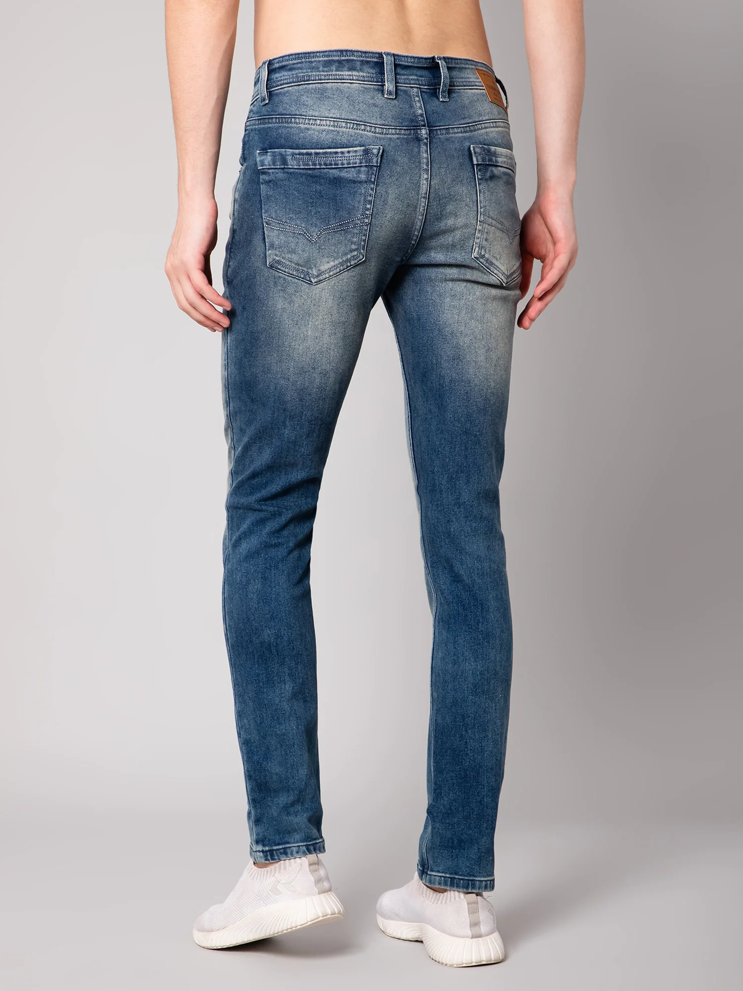 Denim Jeans for Men l Breathable & Soft with Color Fastness Ultra Narrow Fit Cotton Fabric Solid Pattern Button Closure - Image 4