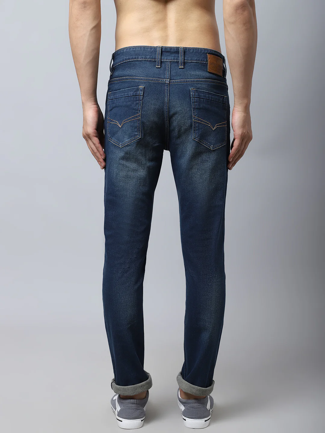 Denim Jeans for Men l Breathable & Soft with Color Fastness Ultra Narrow Fit Cotton Fabric Solid Pattern Button Closure - Image 2