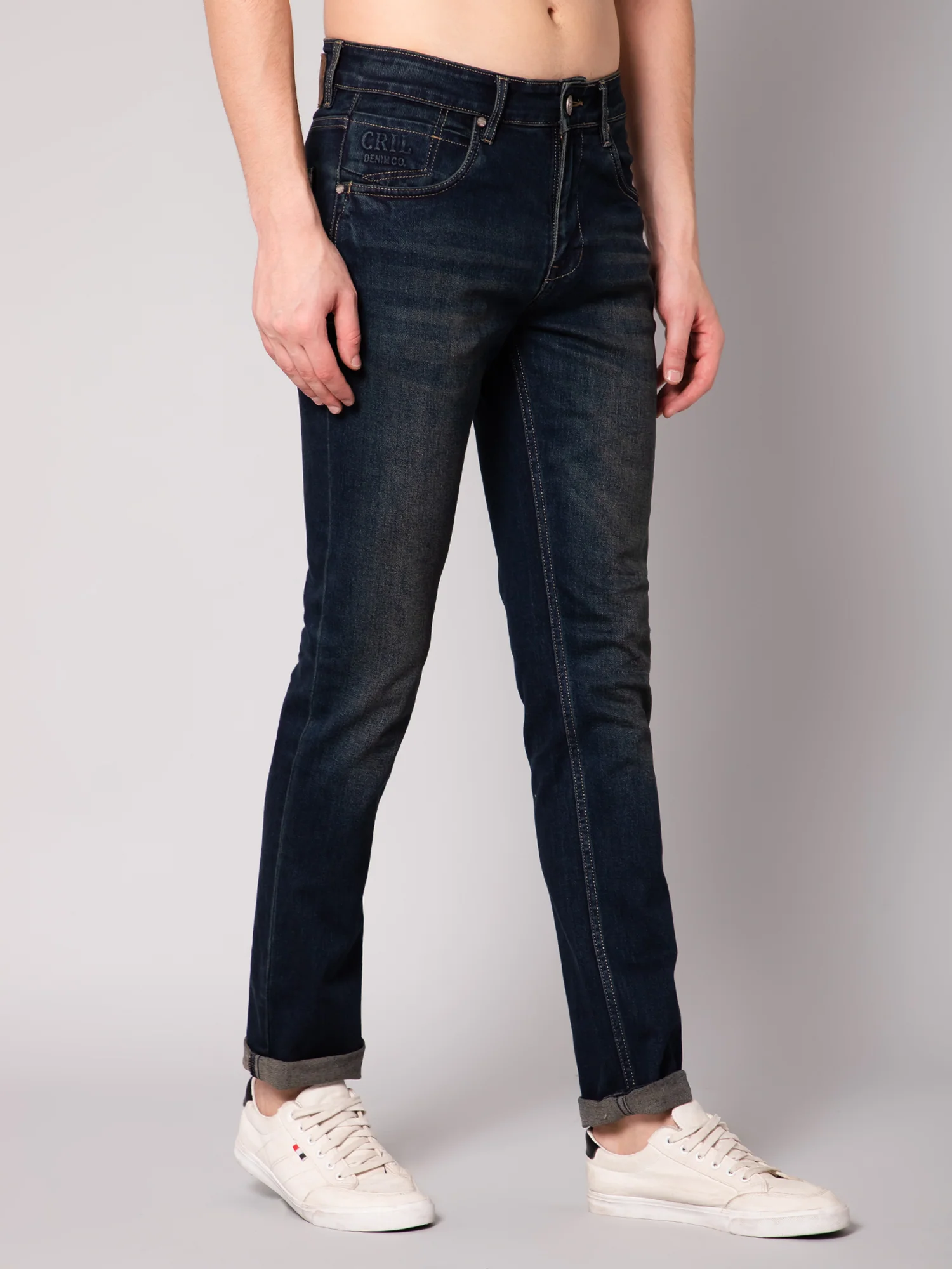 Denim Jeans for Men l Breathable & Soft with Color Fastness Ultra Narrow Fit Cotton Fabric Solid Pattern Button Closure - Image 2