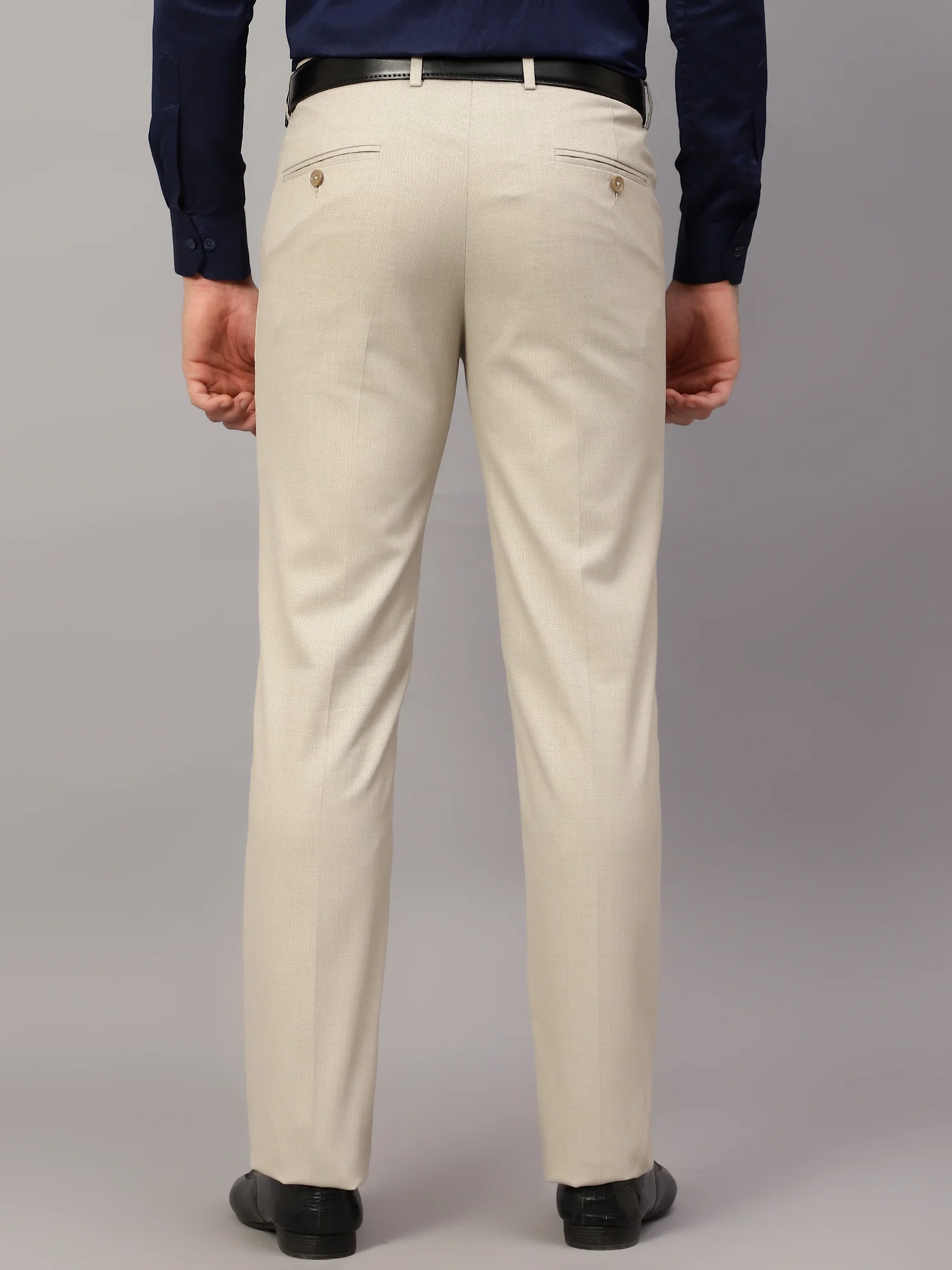 Formal Trouser for Men | Breathable & Soft with Color Fastness Regular Fit Poly Viscose Fabric Self Design Pattern Hook & Eye Closure - Image 2