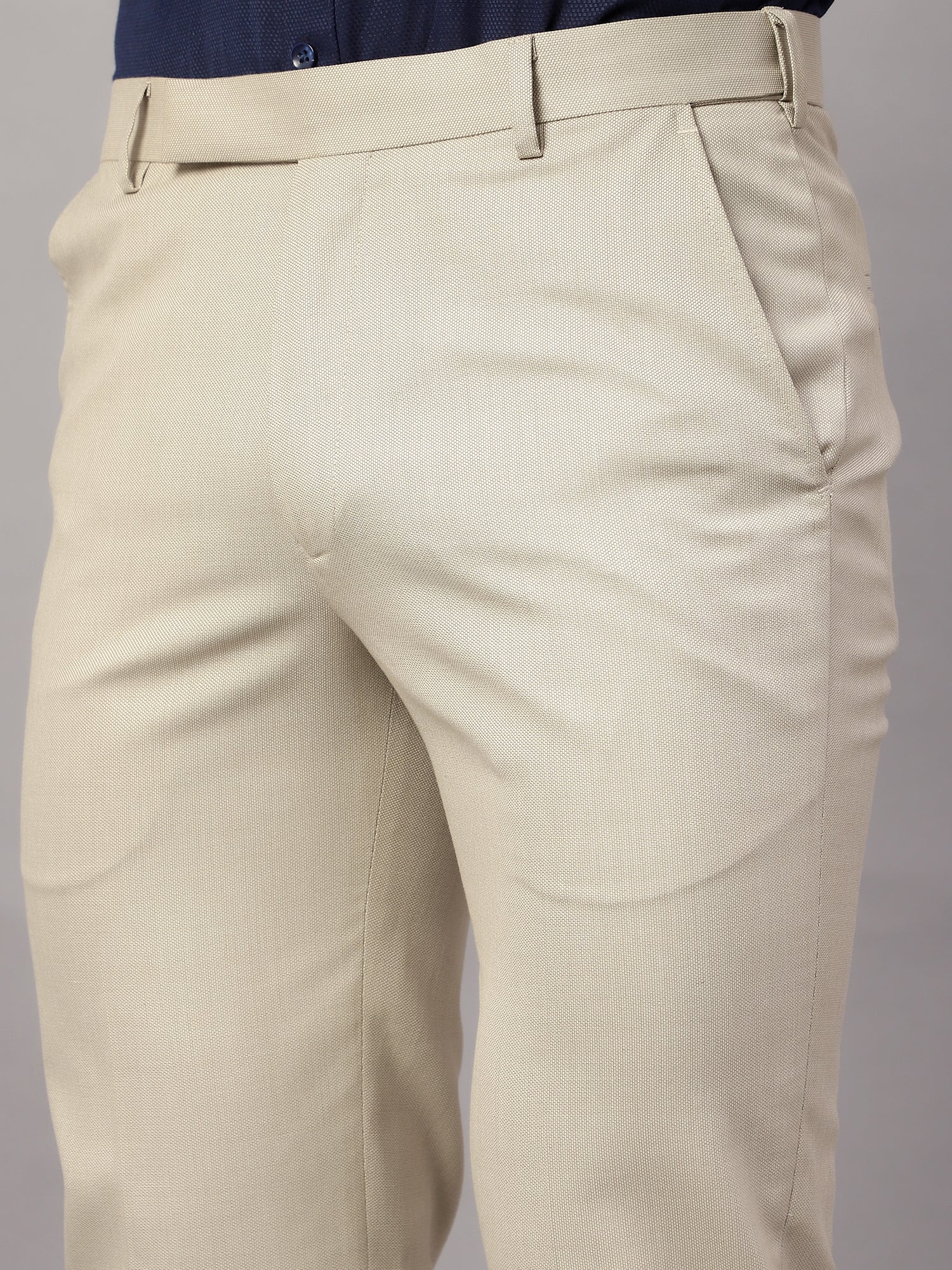 Formal Trouser for Men | Breathable & Soft with Color Fastness Regular Fit Poly Viscose Fabric Self Design Pattern Hook & Eye Closure - Image 5