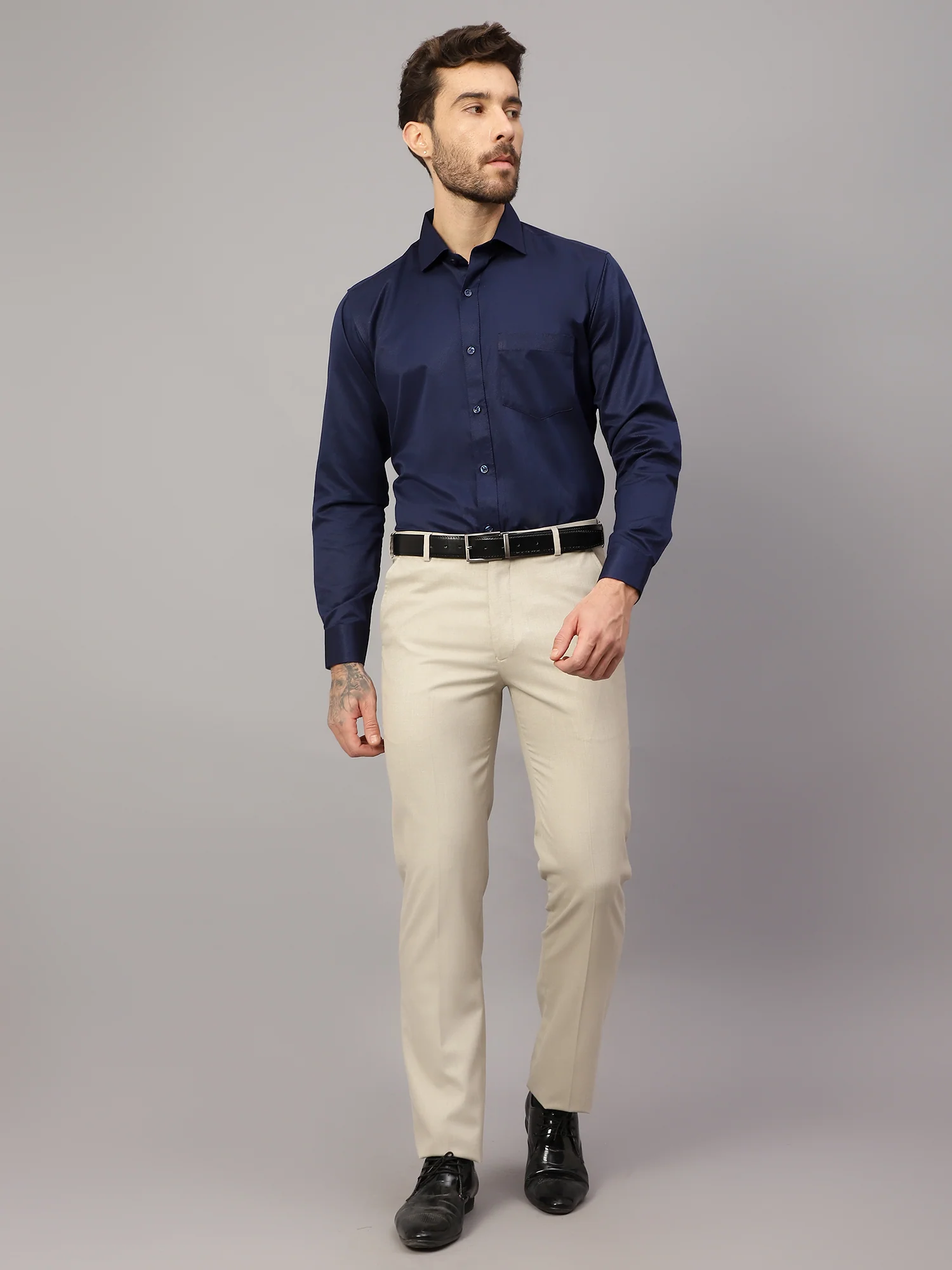 Formal Trouser for Men | Breathable & Soft with Color Fastness Regular Fit Poly Viscose Fabric Self Design Pattern Hook & Eye Closure - Image 6