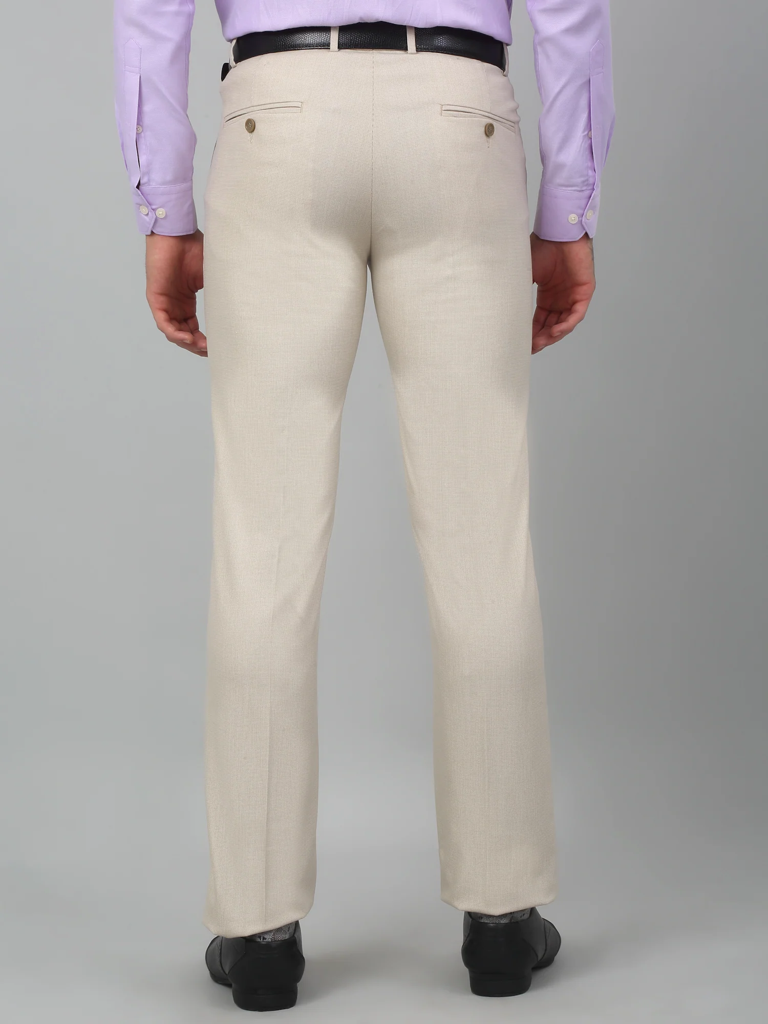 Formal Trouser for Men | Breathable & Soft with Color Fastness Regular Fit Poly Viscose Fabric Self Design Pattern Hook & Eye Closure - Image 2