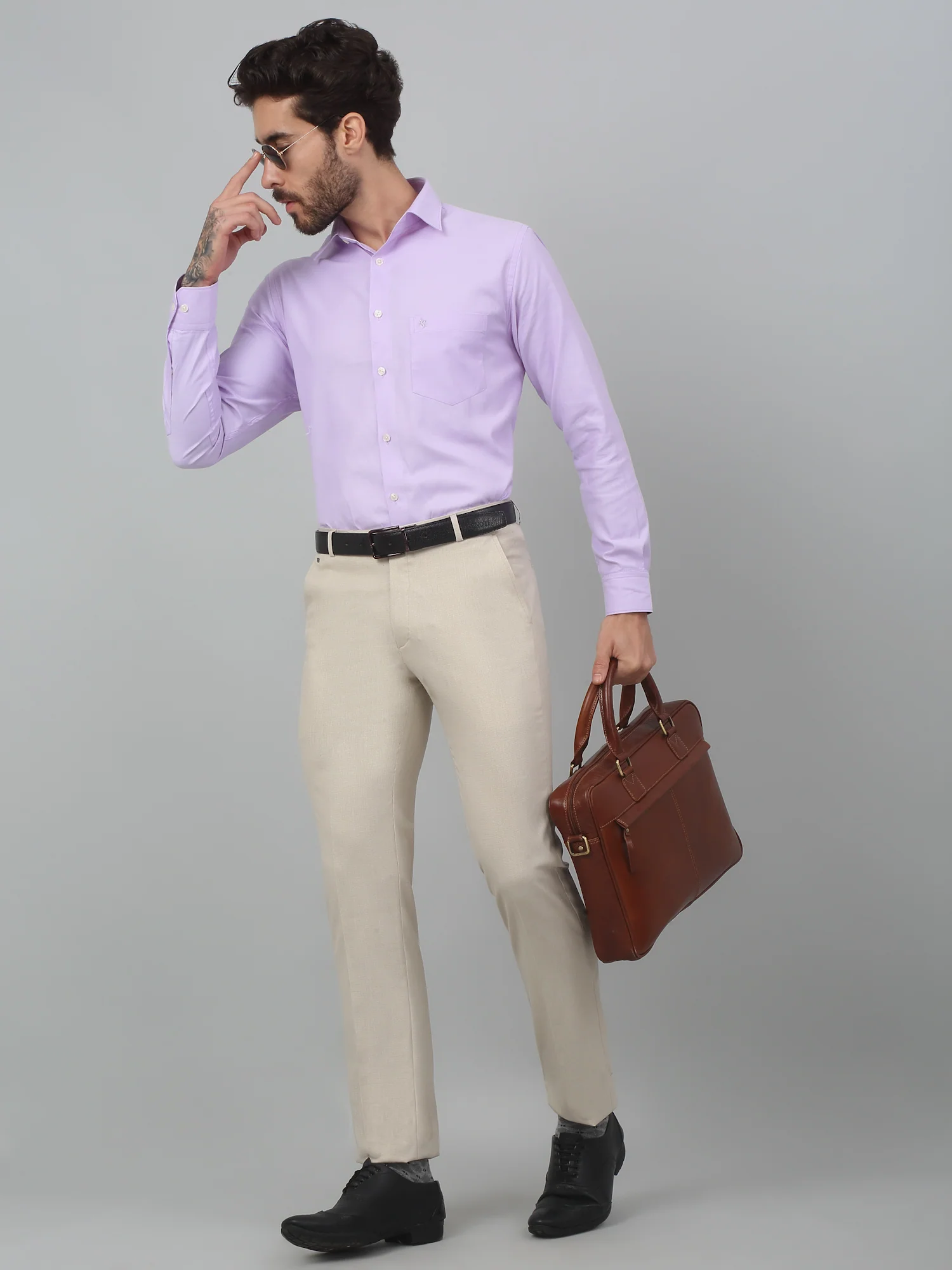 Formal Trouser for Men | Breathable & Soft with Color Fastness Regular Fit Poly Viscose Fabric Self Design Pattern Hook & Eye Closure - Image 6