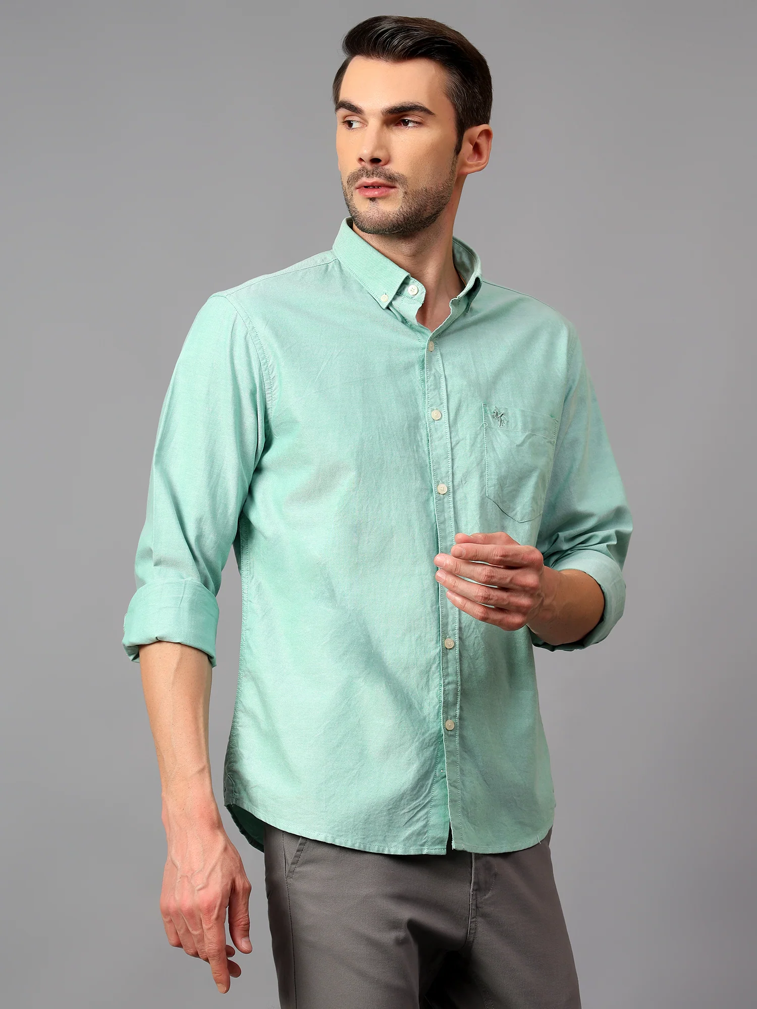Casual Shirt for Men | Breathable & Soft with Color Fastness Regular Fit Spread Collar Neck Cotton Fabric Solid Pattern - Image 3