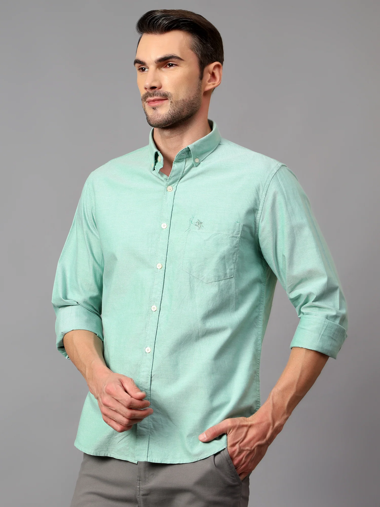 Casual Shirt for Men | Breathable & Soft with Color Fastness Regular Fit Spread Collar Neck Cotton Fabric Solid Pattern - Image 4