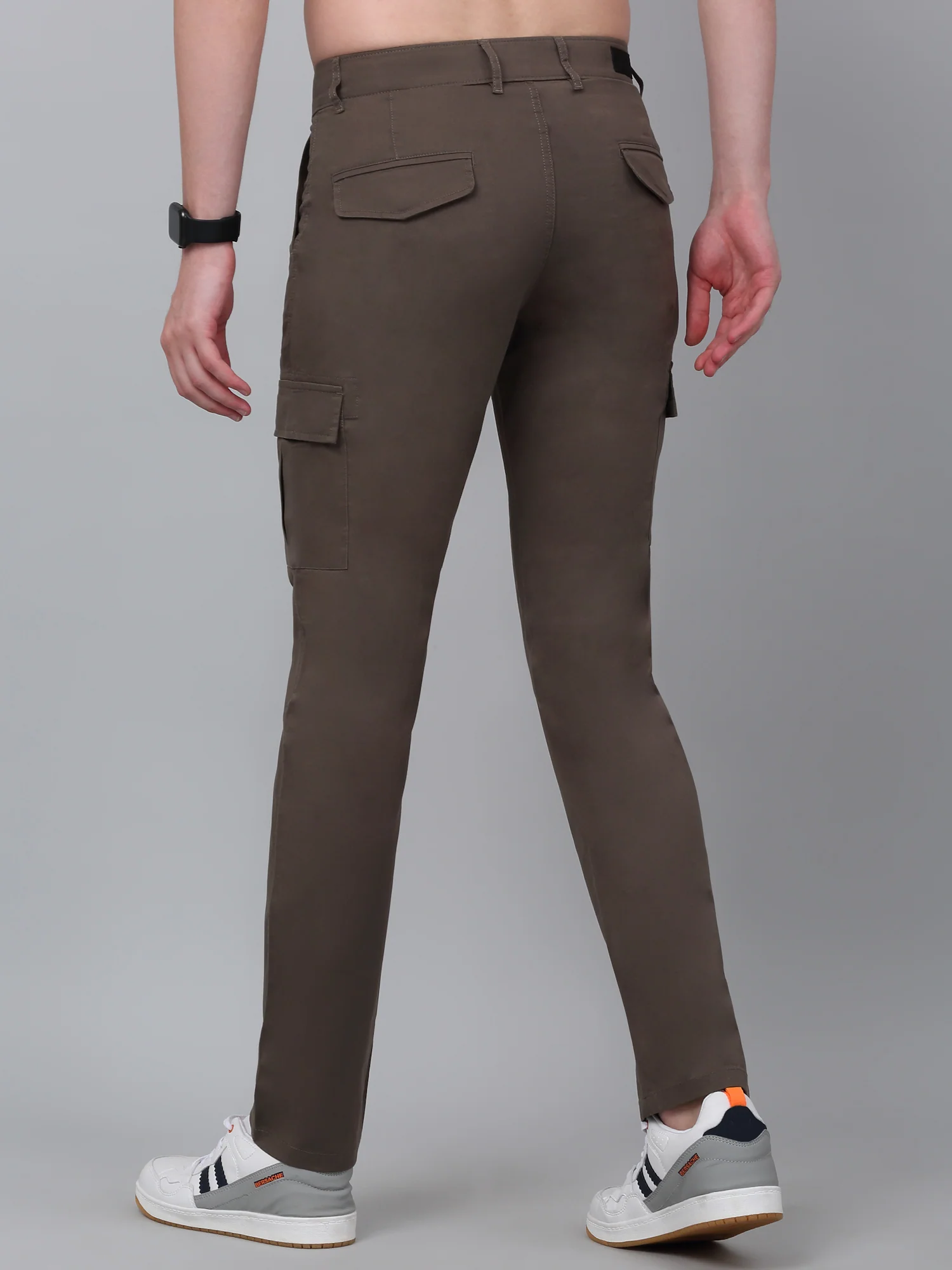 Men's Green Solid Full Length Stretchable Cargo - Image 2