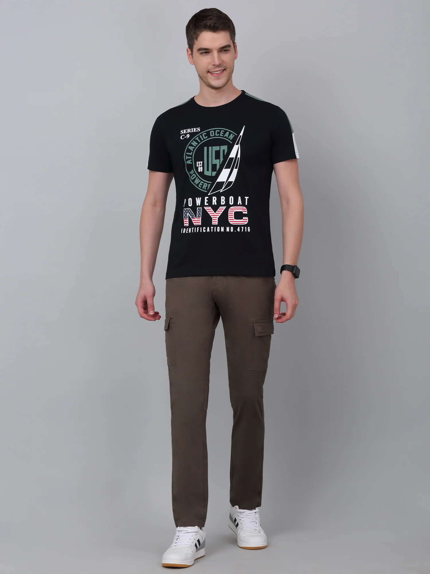 Men's Green Solid Full Length Stretchable Cargo - Image 6