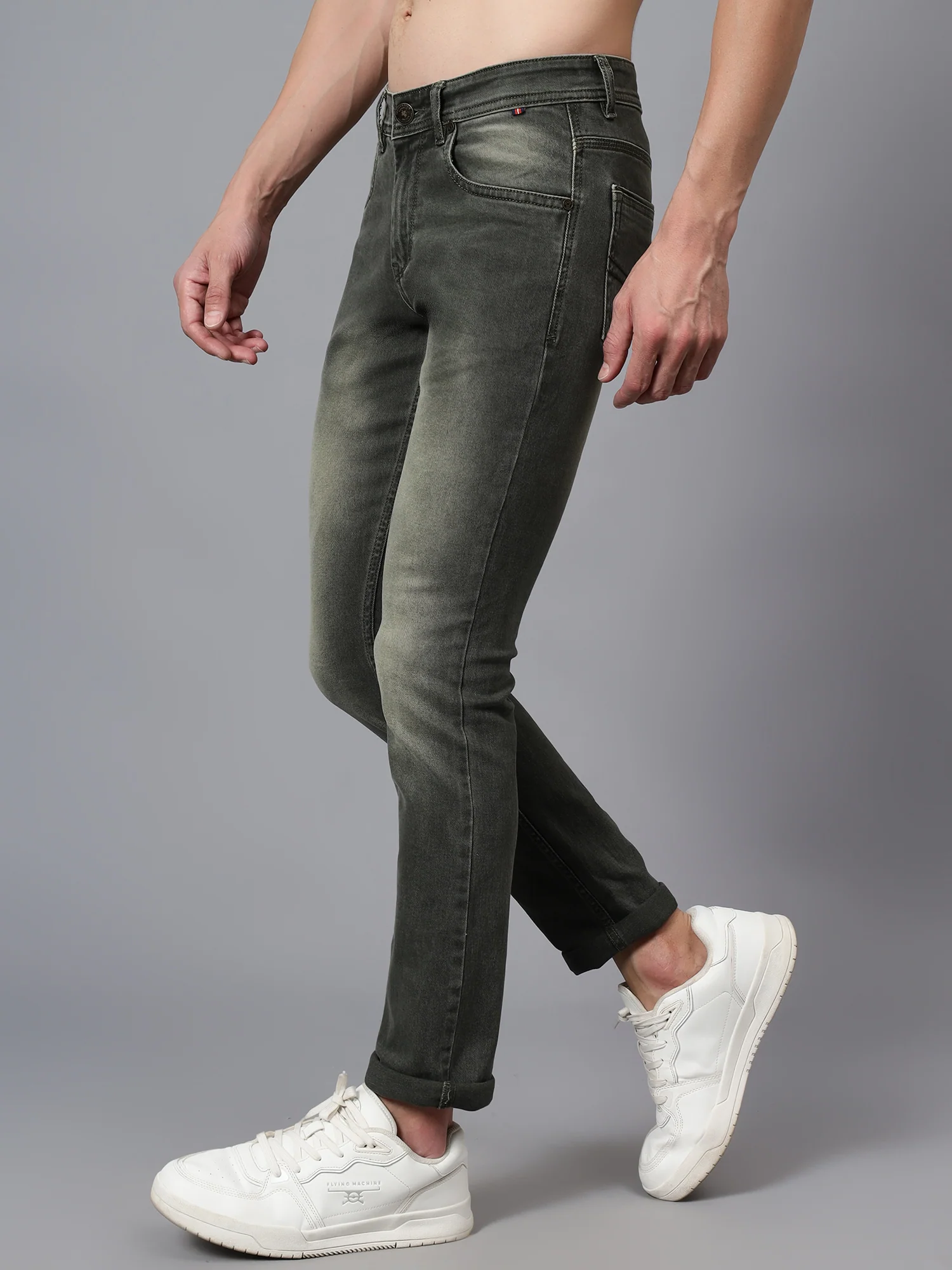 Denim Jeans for Men l Breathable & Soft with Color Fastness Ultra Narrow Fit Cotton Fabric Solid Pattern Button Closure - Image 4
