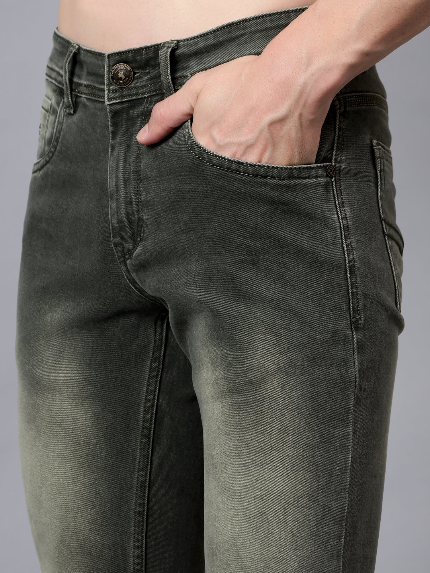 Denim Jeans for Men l Breathable & Soft with Color Fastness Ultra Narrow Fit Cotton Fabric Solid Pattern Button Closure - Image 5