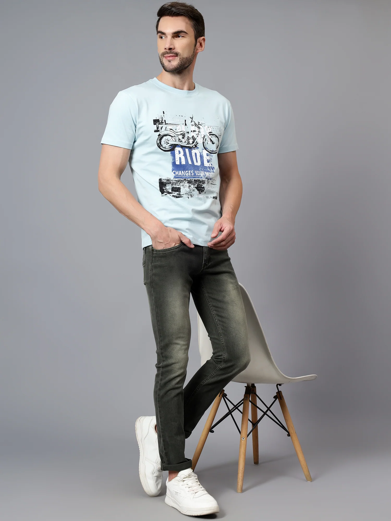 Denim Jeans for Men l Breathable & Soft with Color Fastness Ultra Narrow Fit Cotton Fabric Solid Pattern Button Closure - Image 6