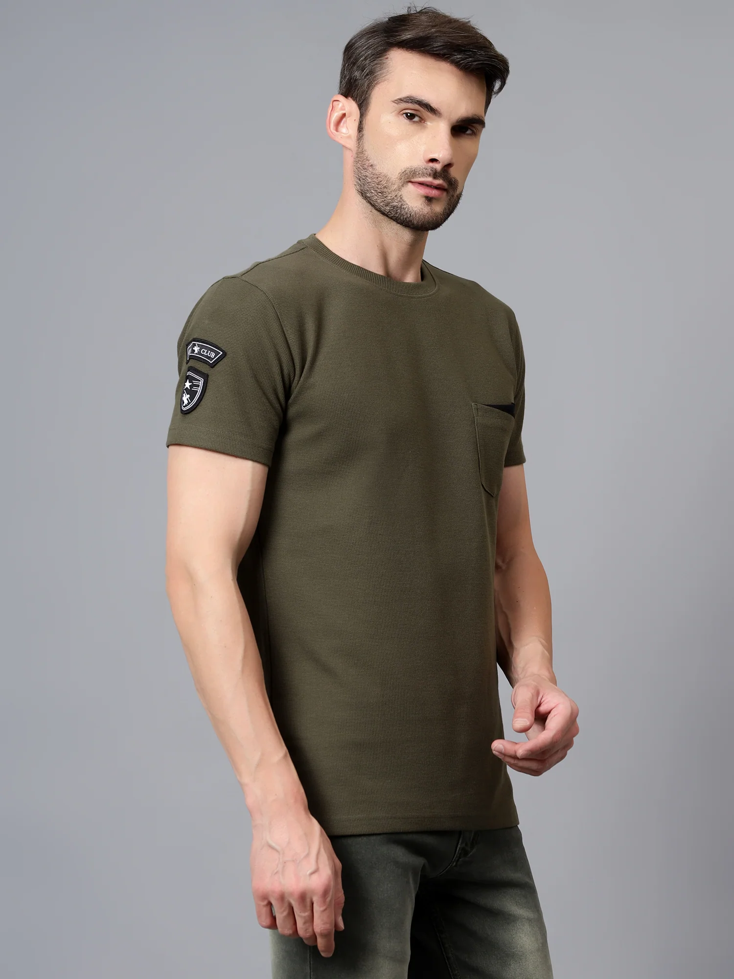 T-Shirt for Men | Breathable & Soft with Color Fastness Regular Fit Round Neck Poly Cotton Fabric Solid Pattern - Image 3