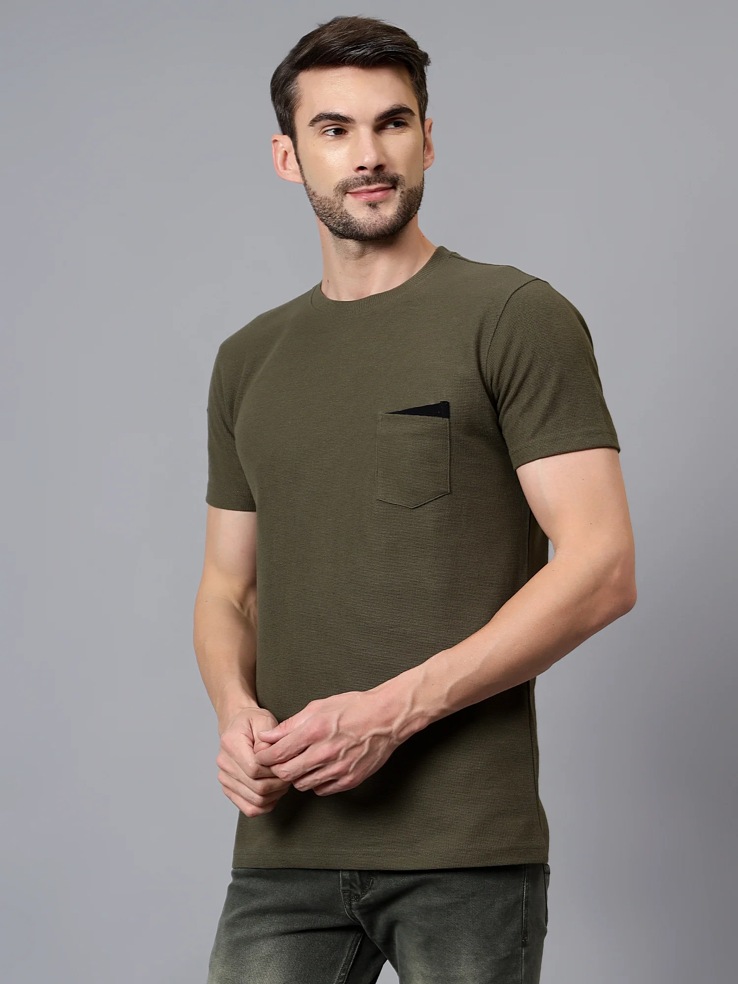 T-Shirt for Men | Breathable & Soft with Color Fastness Regular Fit Round Neck Poly Cotton Fabric Solid Pattern - Image 4