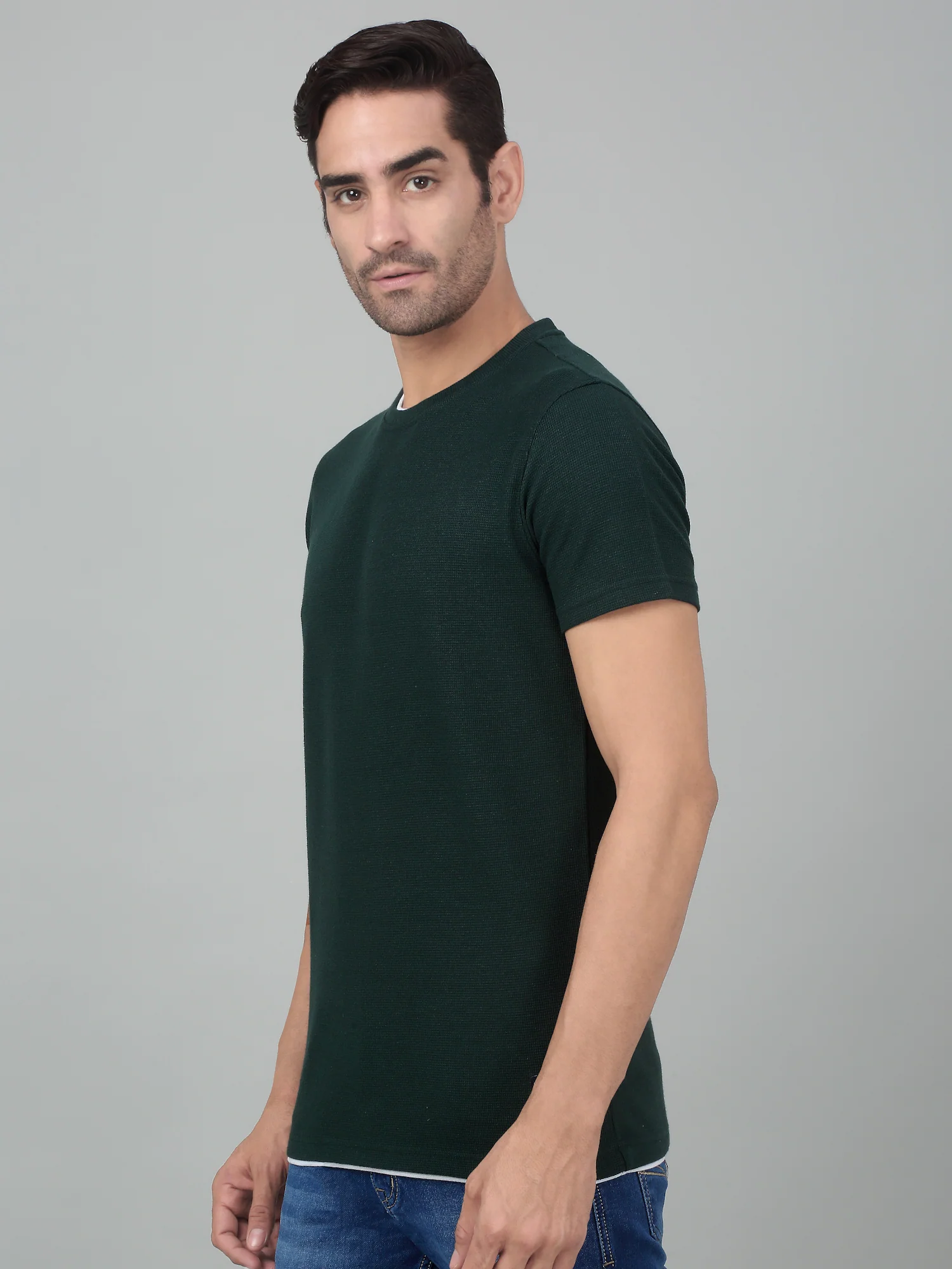 T-Shirt for Men | Breathable & Soft with Color Fastness Regular Fit Round Neck Poly Cotton Fabric Solid Pattern - Image 3
