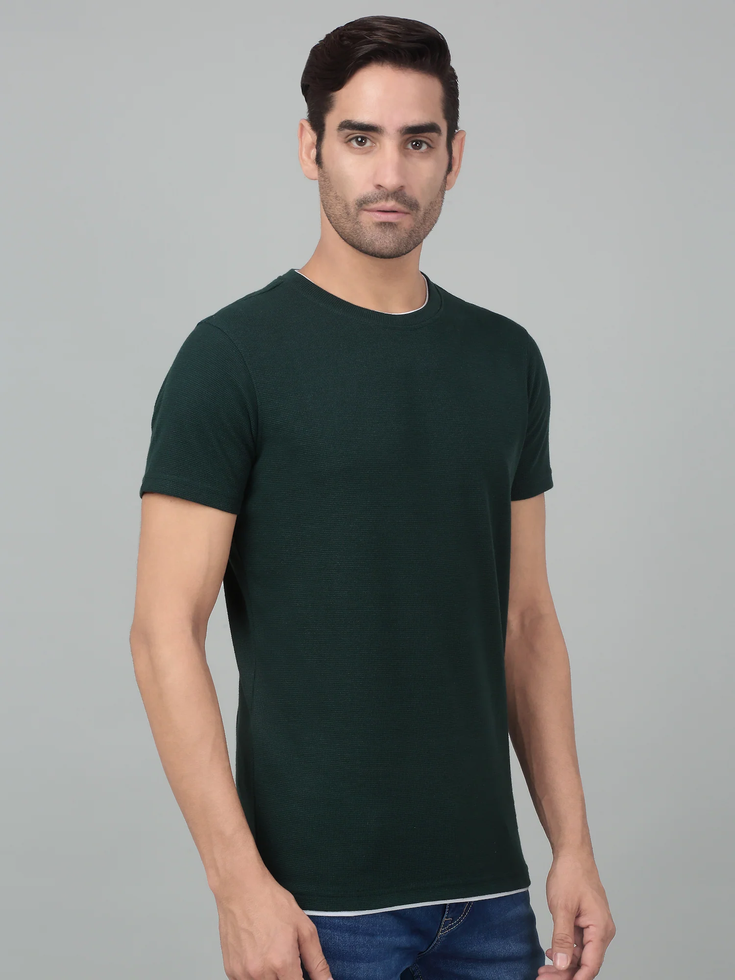 T-Shirt for Men | Breathable & Soft with Color Fastness Regular Fit Round Neck Poly Cotton Fabric Solid Pattern - Image 4