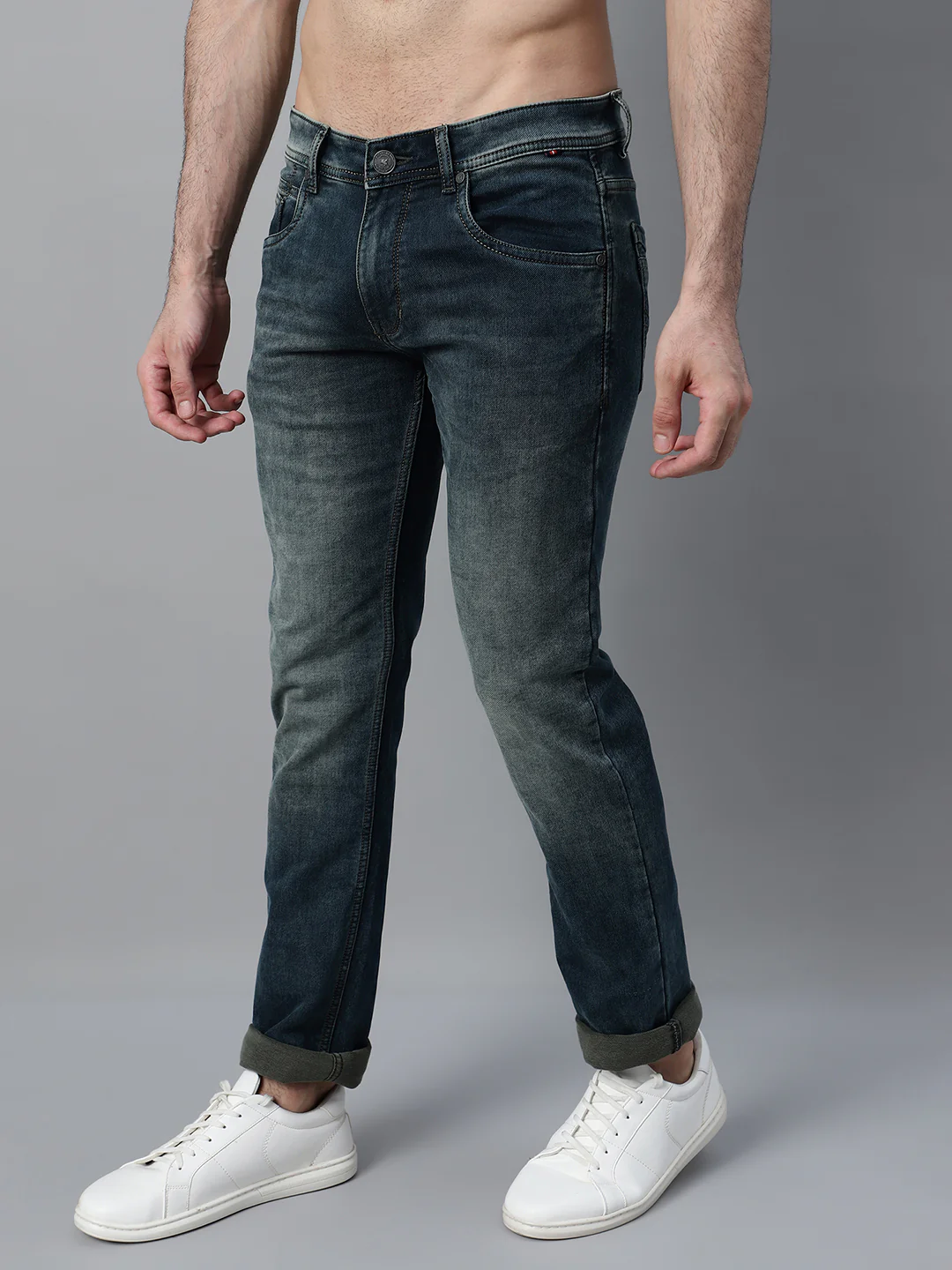Denim Jeans for Men l Breathable & Soft with Color Fastness Ultra Narrow Fit Cotton Fabric Solid Pattern Button Closure - Image 3