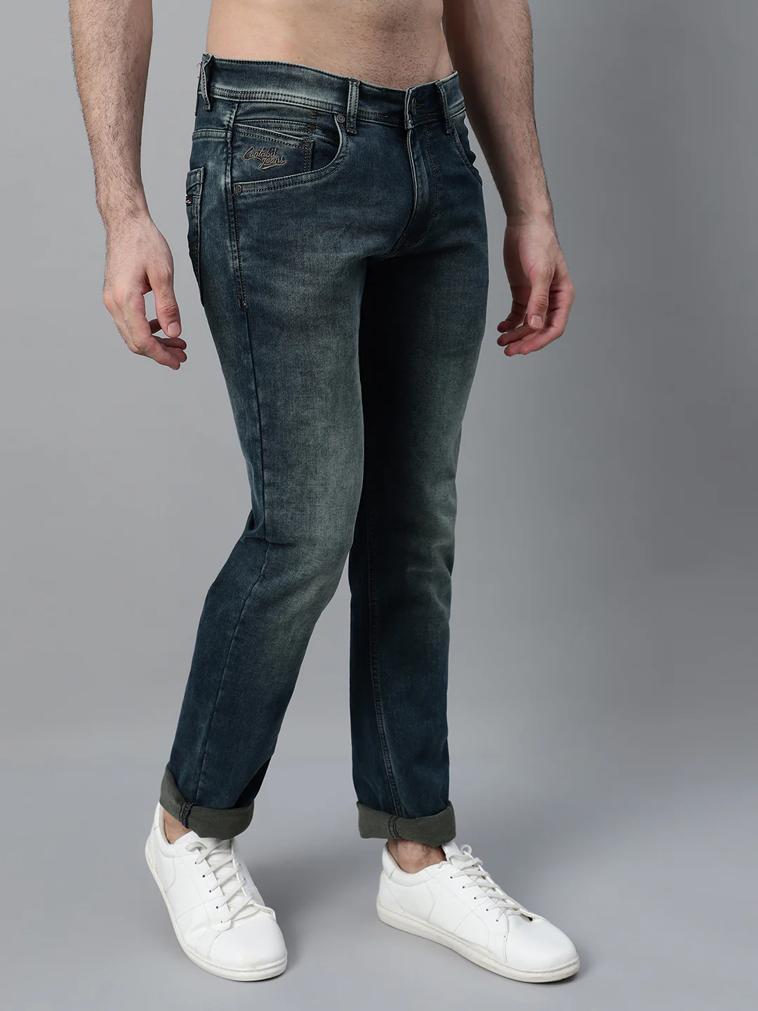 Denim Jeans for Men l Breathable & Soft with Color Fastness Ultra Narrow Fit Cotton Fabric Solid Pattern Button Closure - Image 4