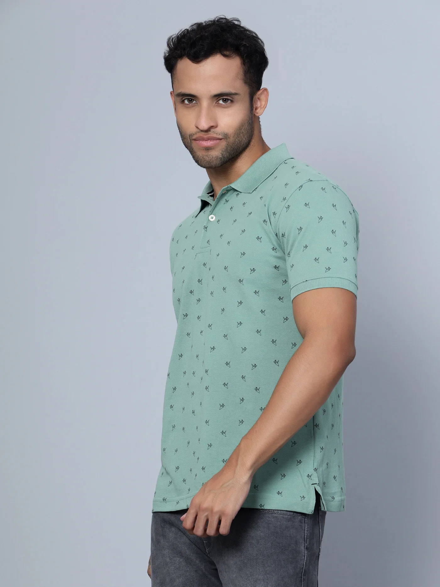 T-Shirt for Men | Breathable & Soft with Color Fastness Regular Fit Polo Neck Poly Cotton Fabric Printed Pattern - Image 3