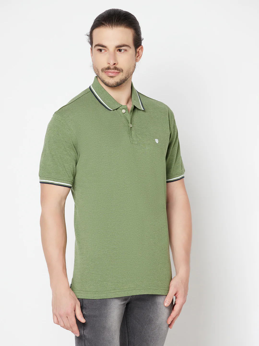 T-Shirt for Men | Breathable & Soft with Color Fastness Regular Fit Polo Neck Poly Cotton Fabric Solid Pattern - Image 3