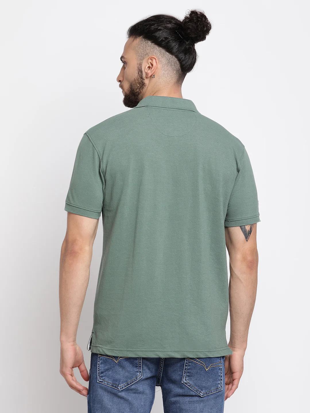 T-Shirt for Men | Breathable & Soft with Color Fastness Regular Fit Polo Neck Poly Cotton Fabric Solid Pattern - Image 2