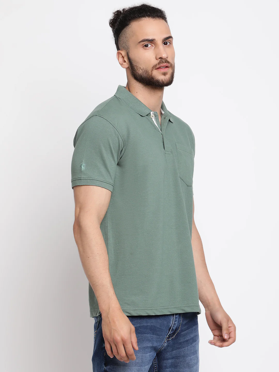 T-Shirt for Men | Breathable & Soft with Color Fastness Regular Fit Polo Neck Poly Cotton Fabric Solid Pattern - Image 4