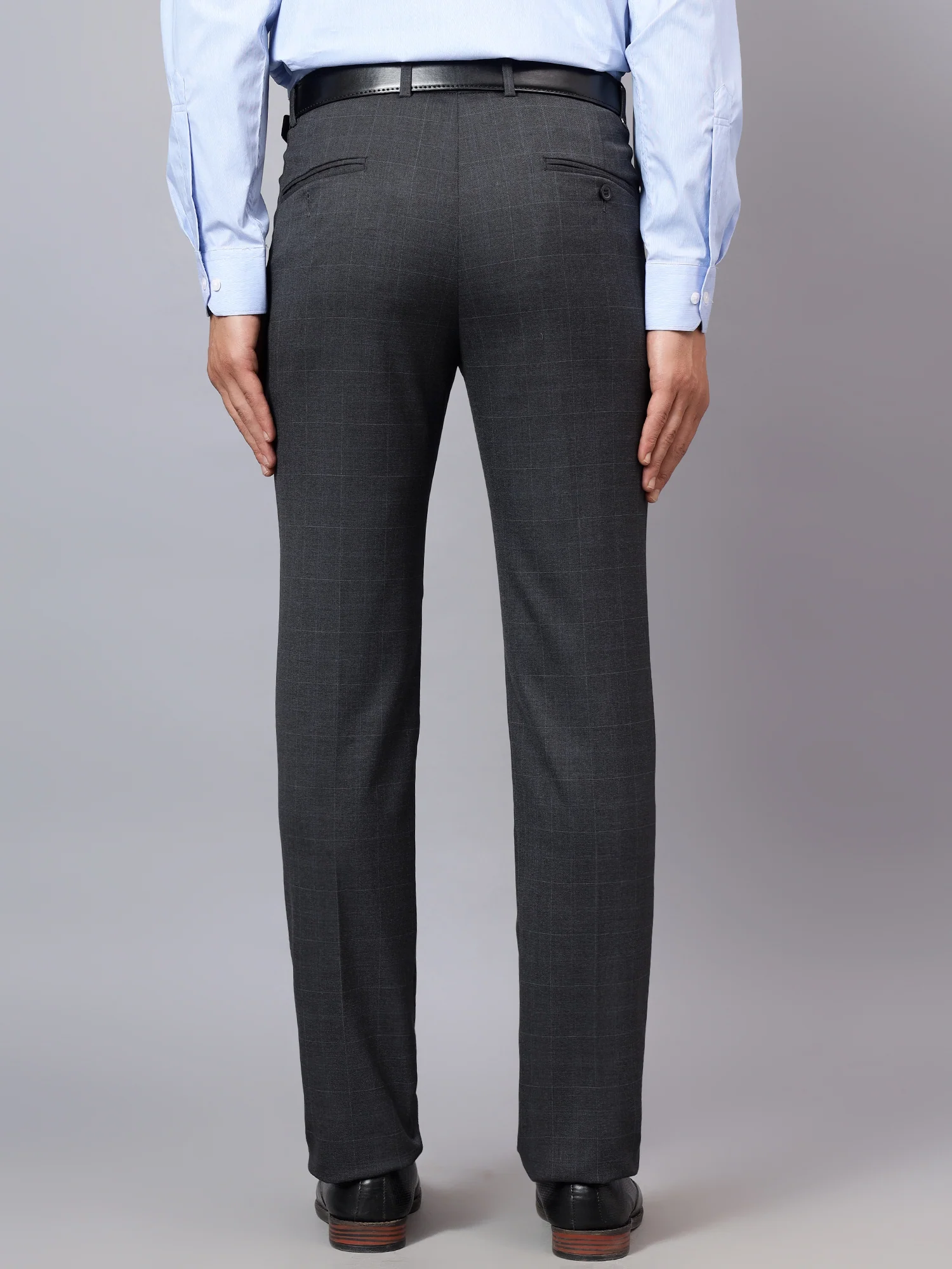 Formal Trouser for Men | Breathable & Soft with Color Fastness Regular Fit Poly Viscose Fabric Checkered Pattern Hook & Eye Closure - Image 2
