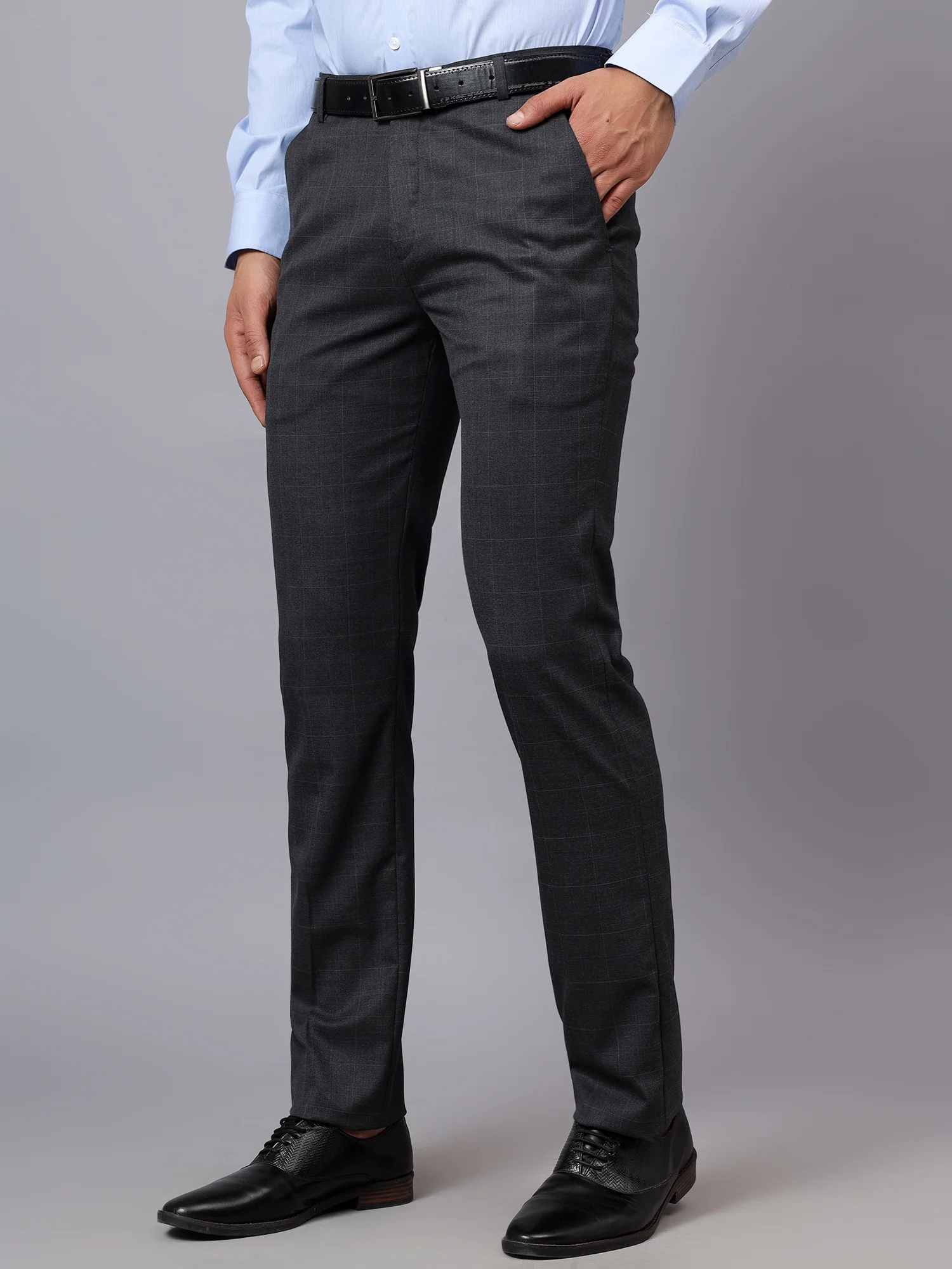 Formal Trouser for Men | Breathable & Soft with Color Fastness Regular Fit Poly Viscose Fabric Checkered Pattern Hook & Eye Closure - Image 4