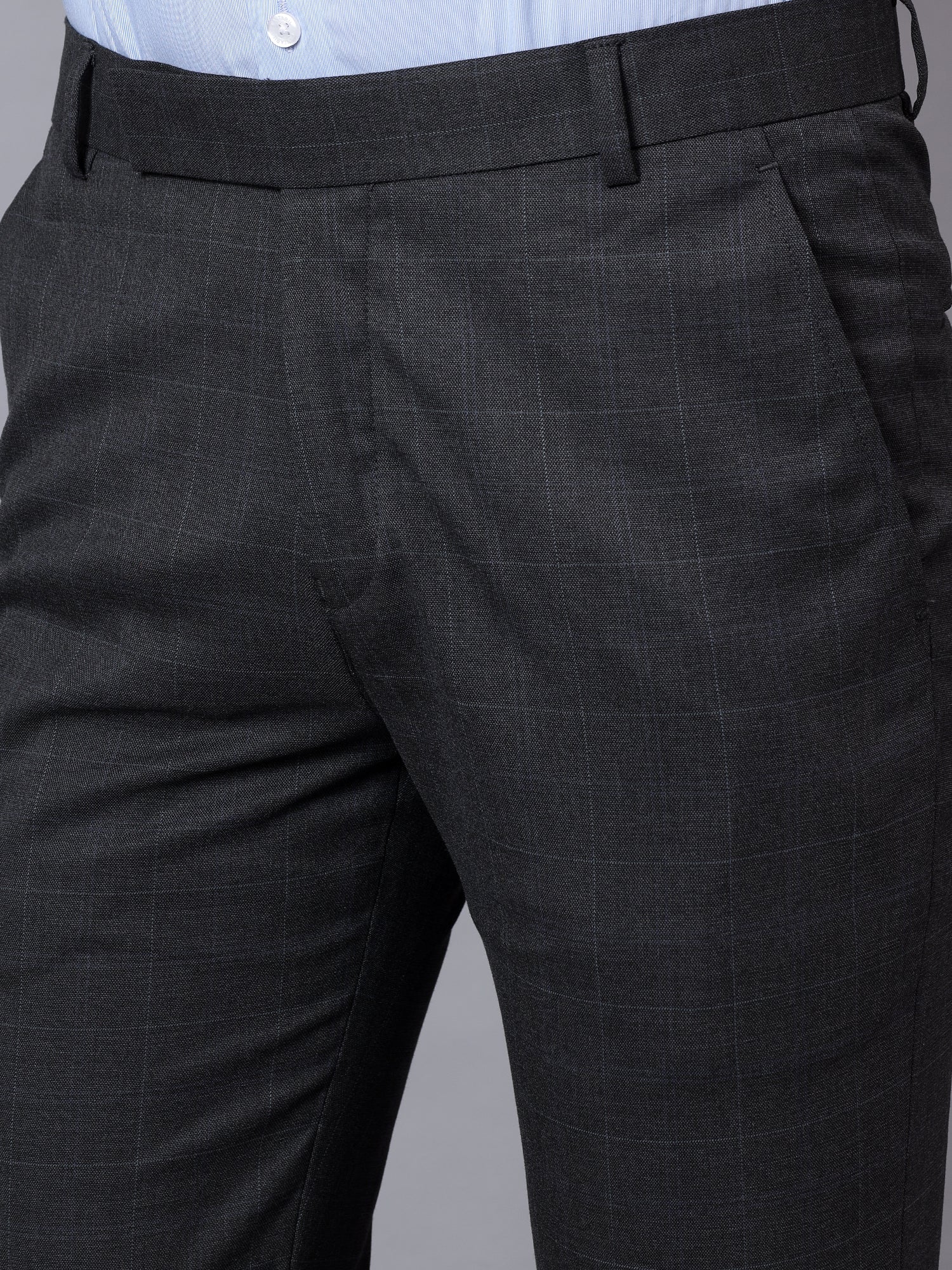 Formal Trouser for Men | Breathable & Soft with Color Fastness Regular Fit Poly Viscose Fabric Checkered Pattern Hook & Eye Closure - Image 5