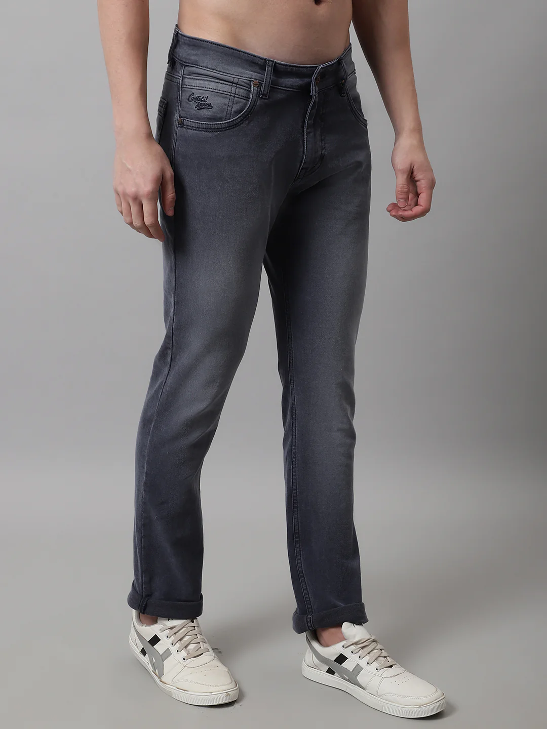 Denim Jeans for Men l Breathable & Soft with Color Fastness Ultra Narrow Fit Cotton Fabric Solid Pattern Button Closure - Image 4