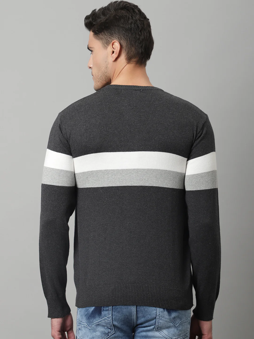 Mens Grey Melange Sweater - Image 2
