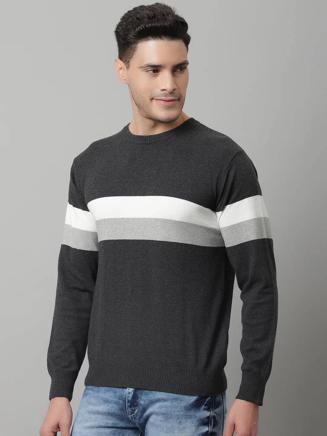 Mens Grey Melange Sweater - Image 3