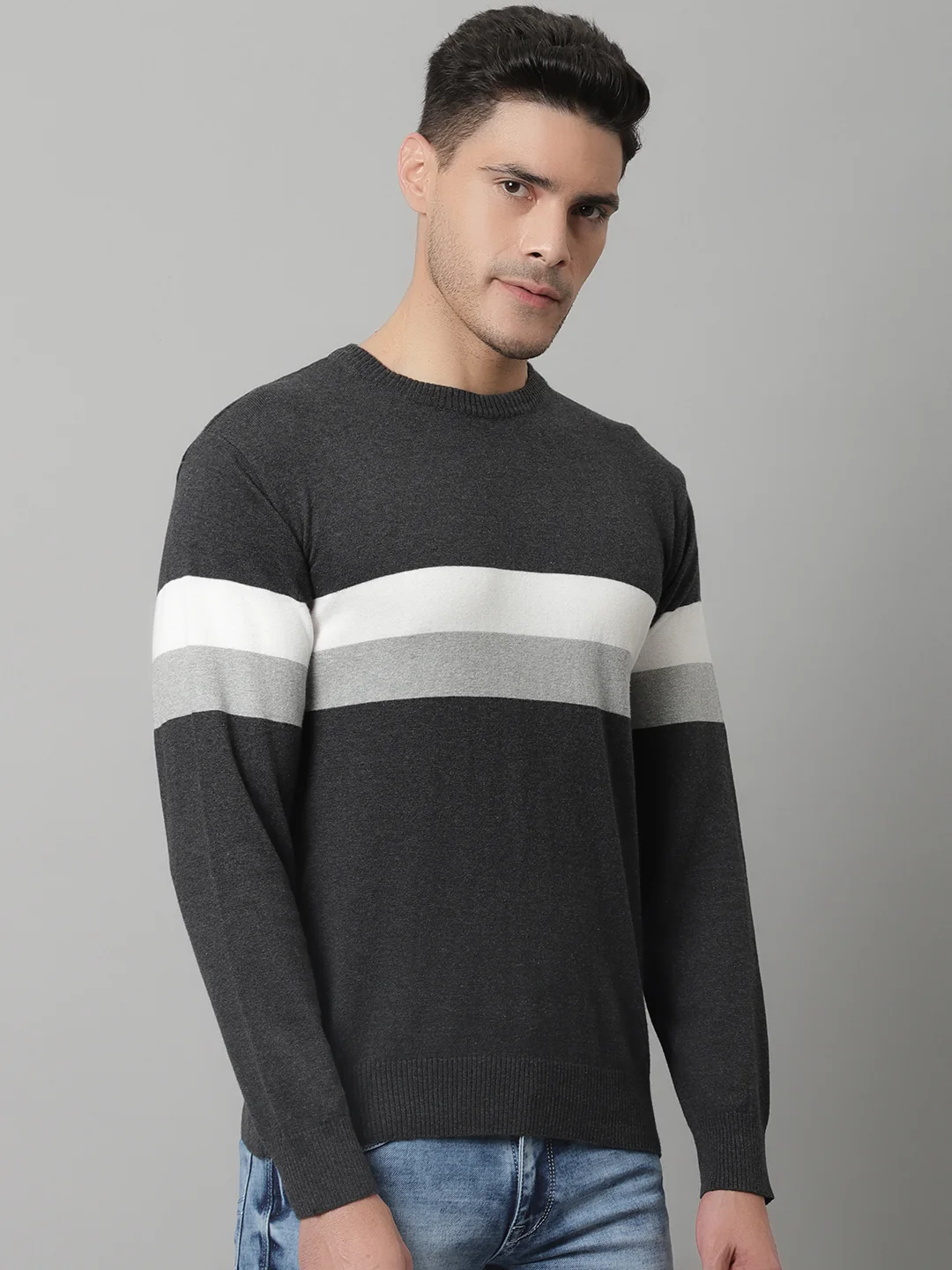Mens Grey Melange Sweater - Image 4