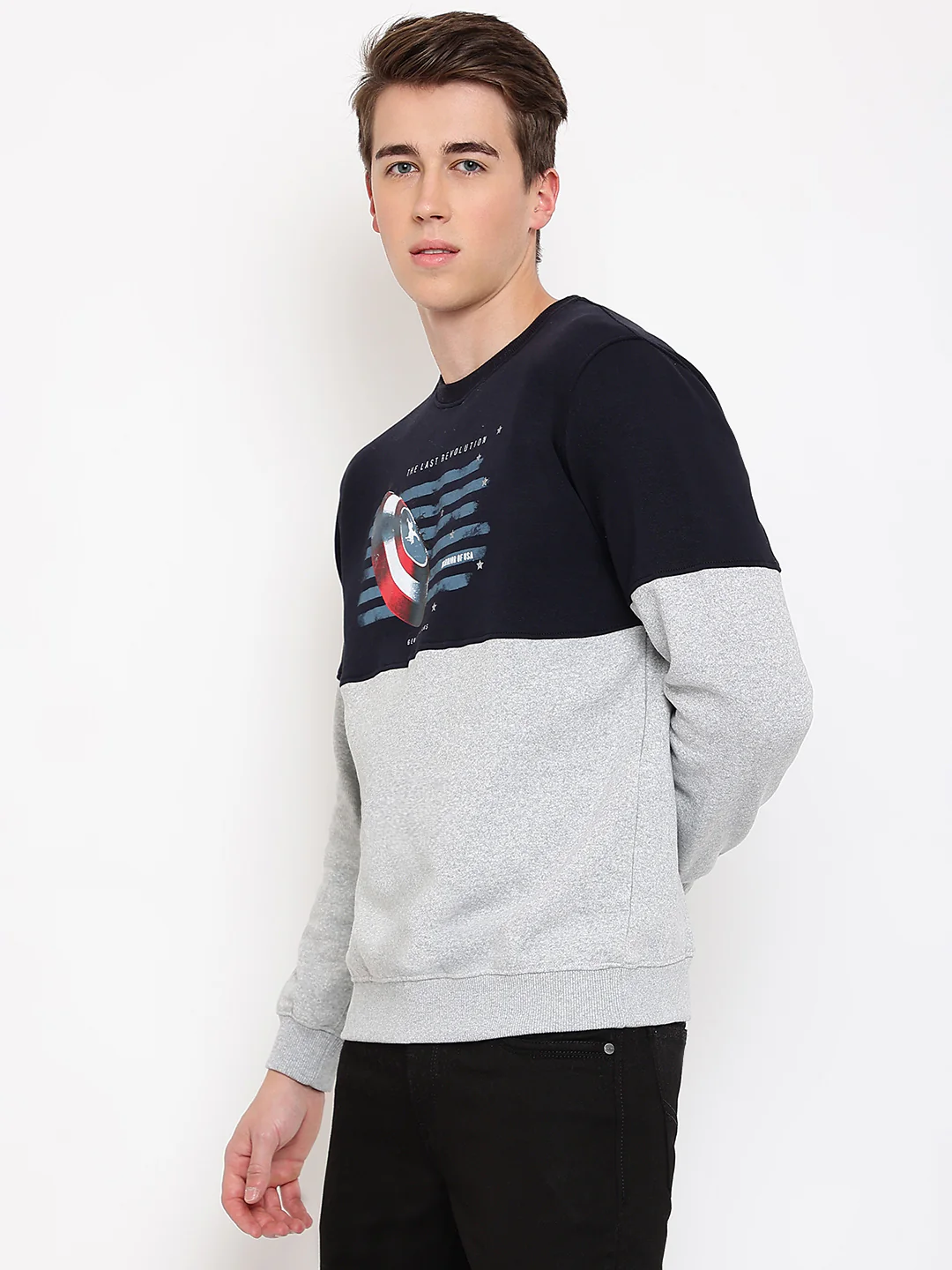 Mens Grey Melange Sweatshirt - Image 2