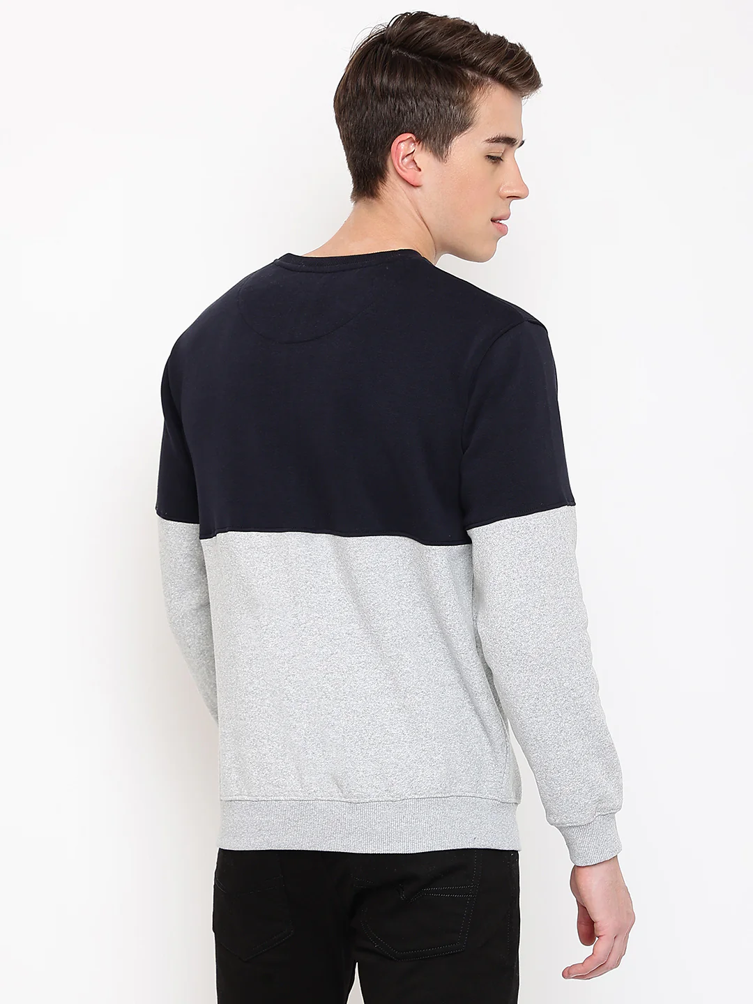 Mens Grey Melange Sweatshirt - Image 4