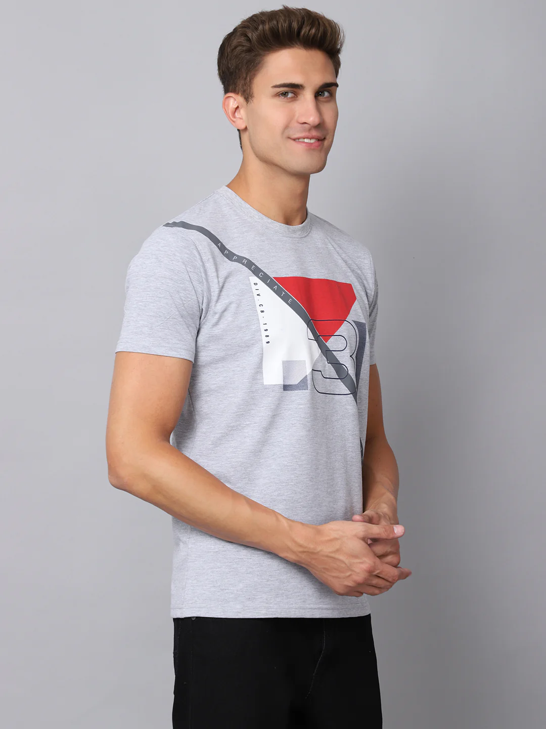 T-Shirt for Men | Breathable & Soft with Color Fastness Regular Fit Round Neck Poly Cotton Fabric Printed Pattern - Image 4