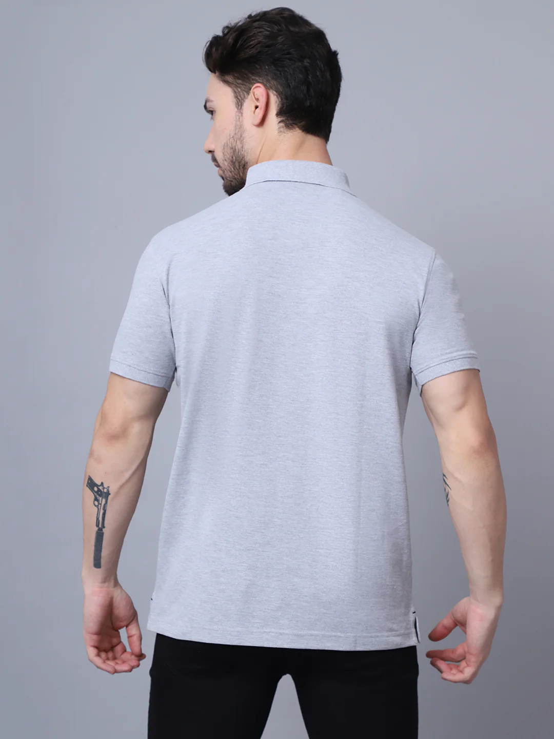 T-Shirt for Men | Breathable & Soft with Color Fastness Regular Fit Polo Neck Poly Cotton Fabric Solid Pattern - Image 2