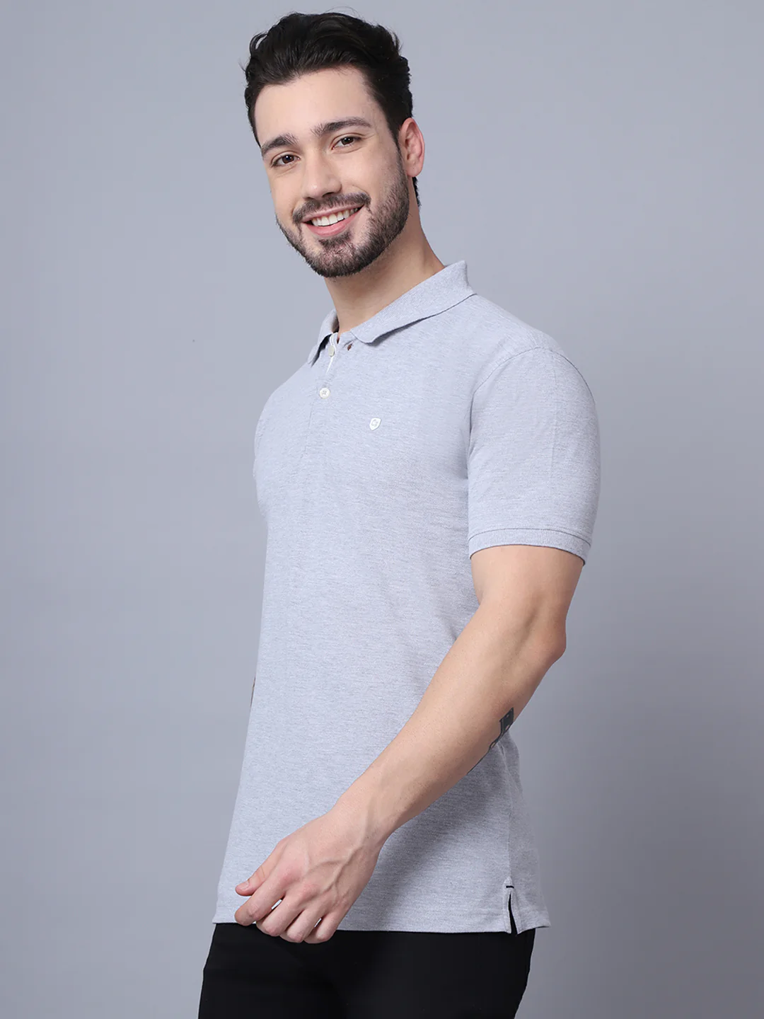 T-Shirt for Men | Breathable & Soft with Color Fastness Regular Fit Polo Neck Poly Cotton Fabric Solid Pattern - Image 4