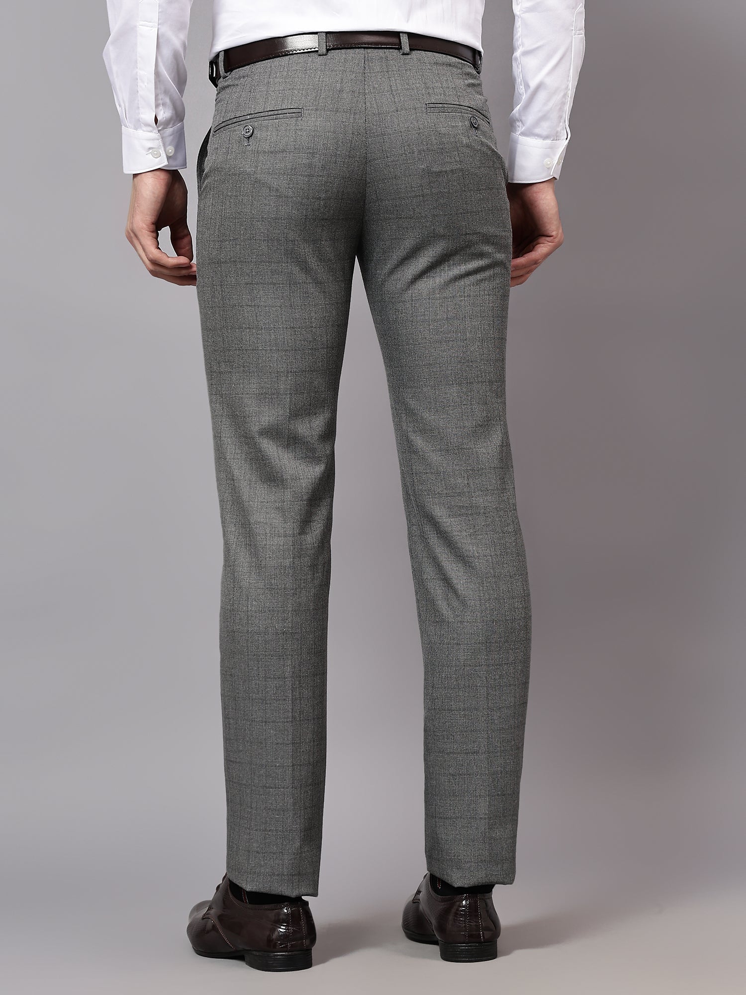 Formal Trouser for Men | Breathable & Soft with Color Fastness Regular Fit Poly Viscose Fabric Self Design Pattern Hook & Eye Closure - Image 2