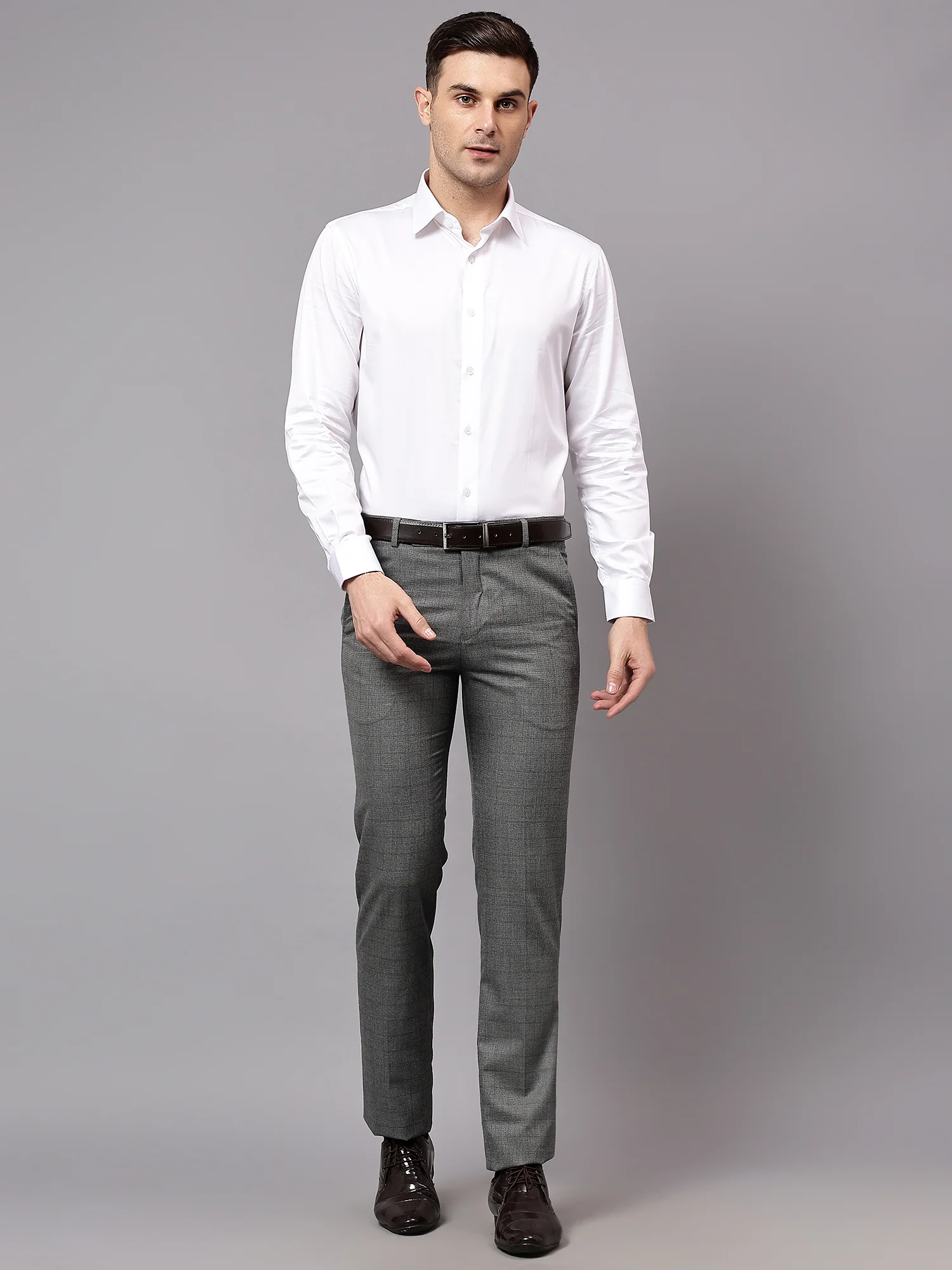 Formal Trouser for Men | Breathable & Soft with Color Fastness Regular Fit Poly Viscose Fabric Self Design Pattern Hook & Eye Closure - Image 6