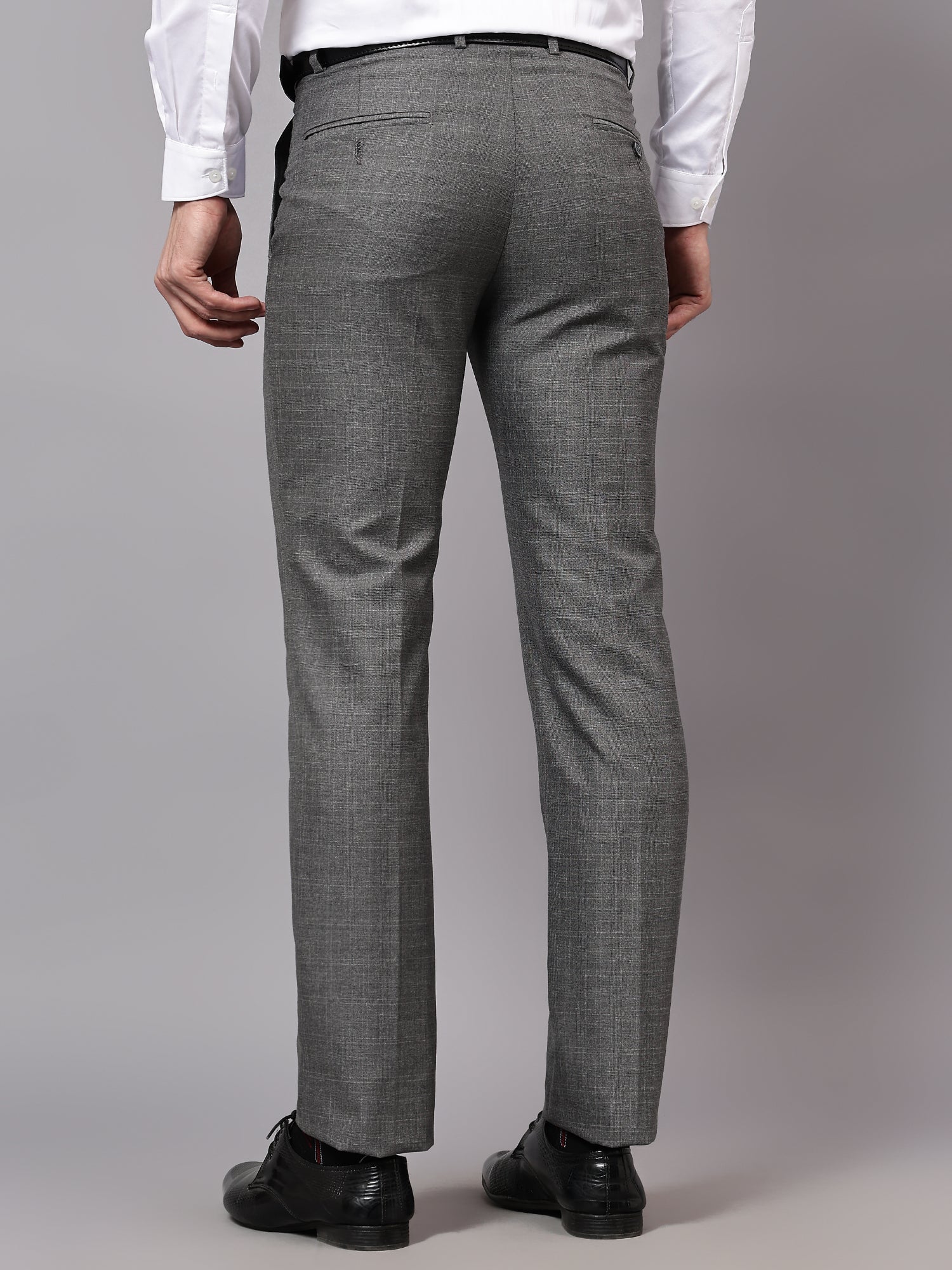 Formal Trouser for Men | Breathable & Soft with Color Fastness Regular Fit Poly Viscose Fabric Checkered Pattern Hook & Eye Closure - Image 2